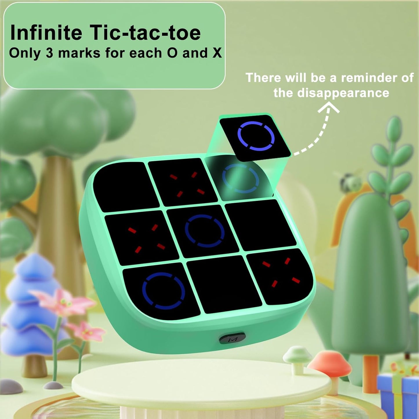 HotTic-Tac-Toe Bolt Game, 4-in-1 Handheld Puzzle Games Console, Electronic Tic-Tac-Toe Game for Educational and Memory Growth, Portable Travel Games for Car Ride, Board Games for Kids and Adults (Cyan)