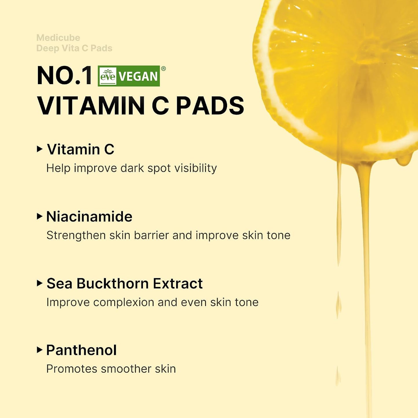 Hotmedicube Toner Pads Deep Vita C Facial Toner Pad for Uneven Skin Tone & Texture | Vitamin Water and 3 Types of Vitamin, Deeply Hydrating & Resurfacing Pad | Korean Skin Care, 70 Pads (1 Pack)