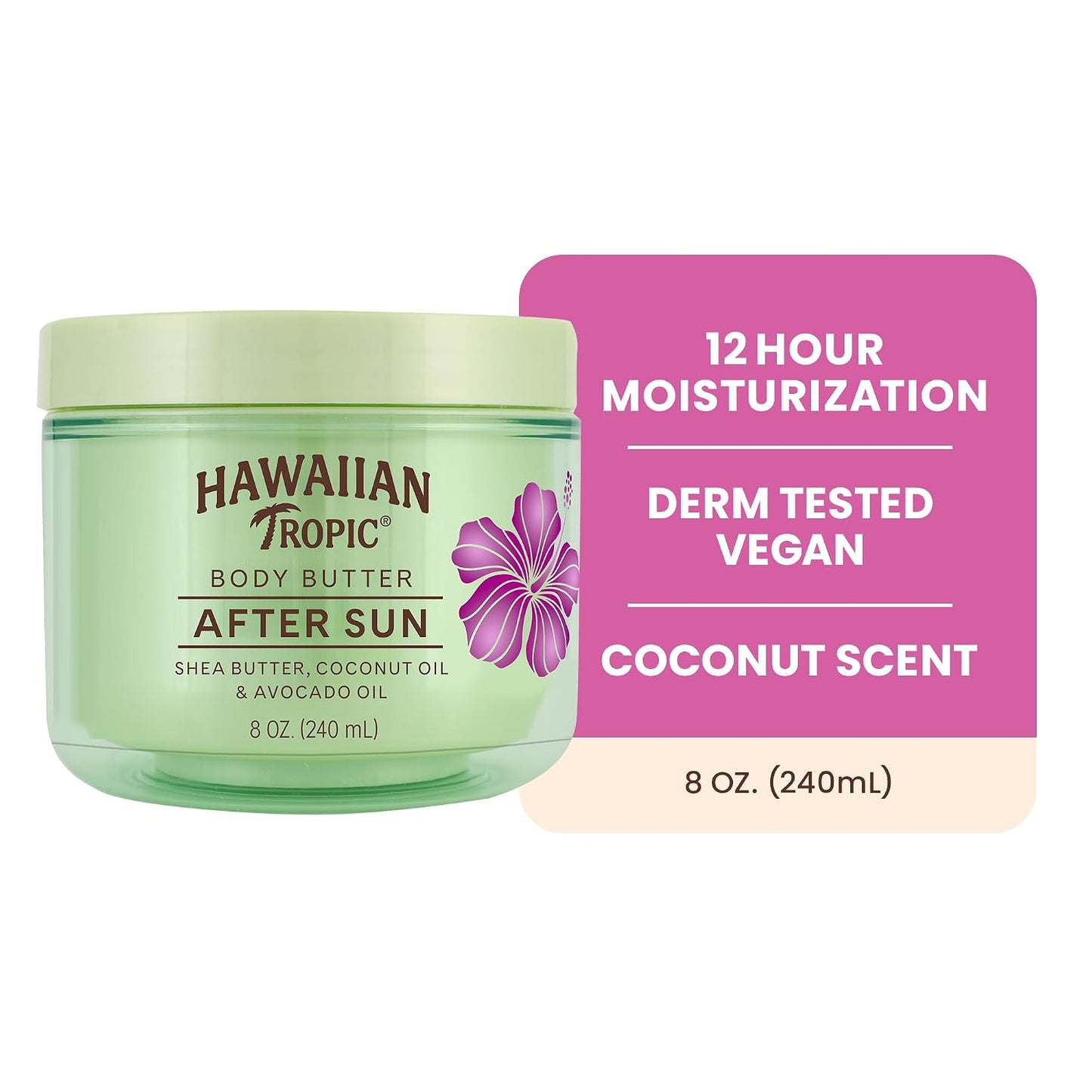 HotHawaiian Tropic After Sun Body Butter with Coconut Oil, 8 oz, After Sun Lotion, After Sun Moisturizer, Coconut Body Butter, After Sun Care, After Sun Skin Care, 8 oz