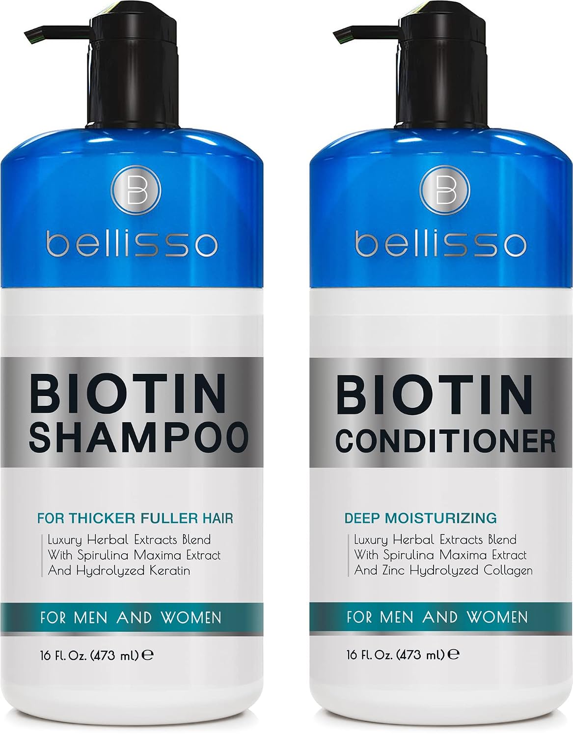 HotBiotin Shampoo and Conditioner Set - Sulfate and Paraben Free Treatment for Men and Women - Hair Thickening Volumizing Products to Help Boost Thinning Hair with Added Keratin
