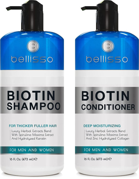 HotBiotin Shampoo and Conditioner Set - Sulfate and Paraben Free Treatment for Men and Women - Hair Thickening Volumizing Products to Help Boost Thinning Hair with Added Keratin