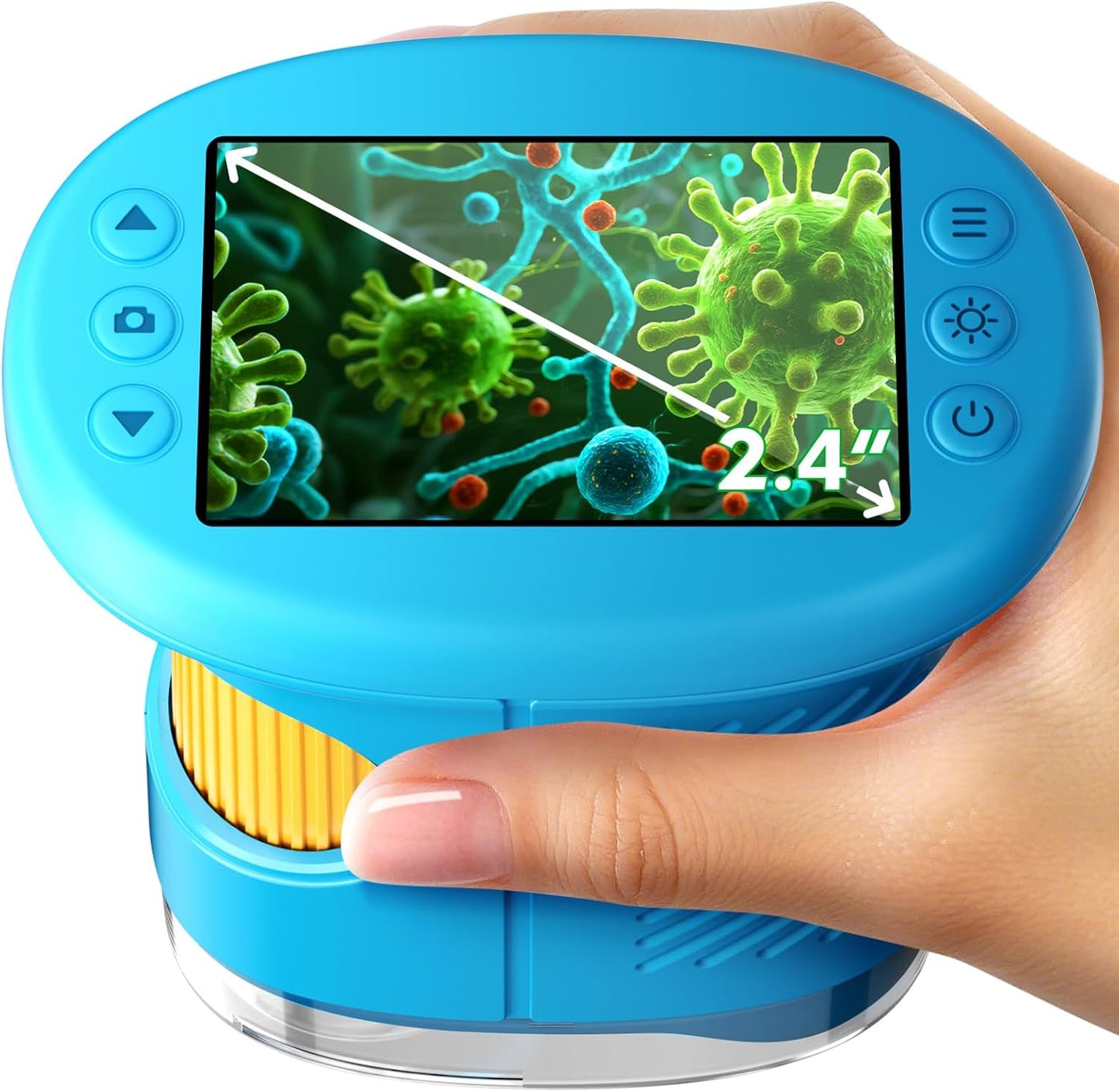 HotOdatay 4K 1000X Digital Microscope for Kids with 32G Card, Long Distance Viewing & 2.4" Screen Portable Handheld Edu Toys for Age 3-12 Exploring Bugs Plants at Home Classroom & Outdoor Travel, Blue