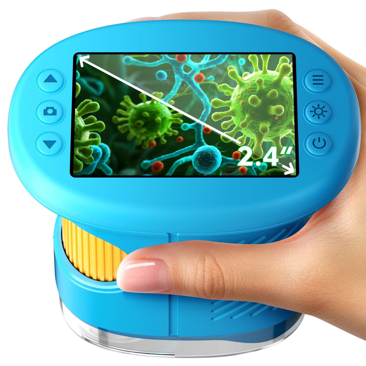 HotOdatay 4K 1000X Digital Microscope for Kids with 32G Card, Long Distance Viewing & 2.4" Screen Portable Handheld Edu Toys for Age 3-12 Exploring Bugs Plants at Home Classroom & Outdoor Travel, Blue