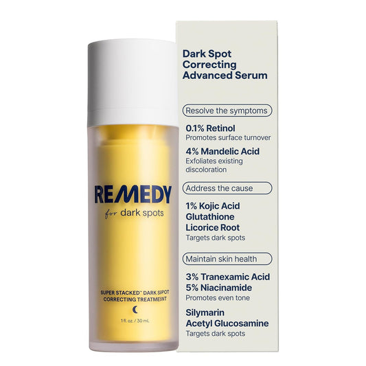 HotRemedy for Dark Spots | Advanced Discoloration Correcting Serum | Retinol, Kojic Acid, Tranexamic Acid, Niacinamide, Mandelic Acid | Fragrance Free, Sensitive Skin | By Dermatologist Dr. Shah | 1fl oz