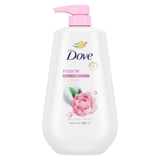 HotDove 24hr Lotion Body Wash Renew Peony & Rose Oil, 30.6 oz | Hydrating body wash with MicroMoisture for 24-hour soft, healthy-looking skin