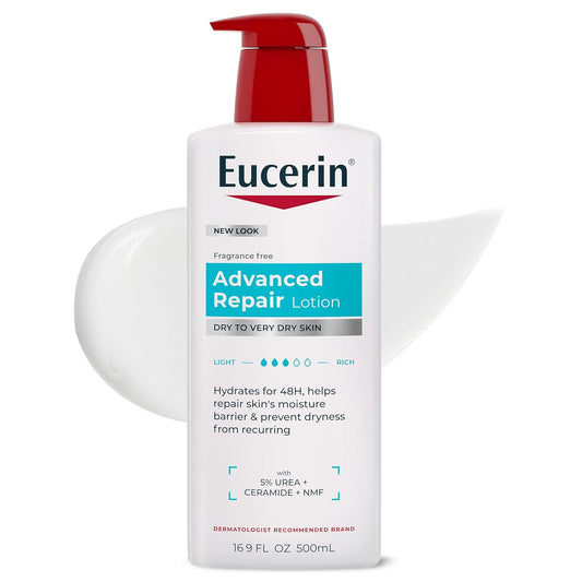 HotEucerin Advanced Repair Lotion, Urea Enriched, Unscented Body Lotion for Dry Skin With Triple Moisturizing Complex, 16.9 FL OZ Bottle