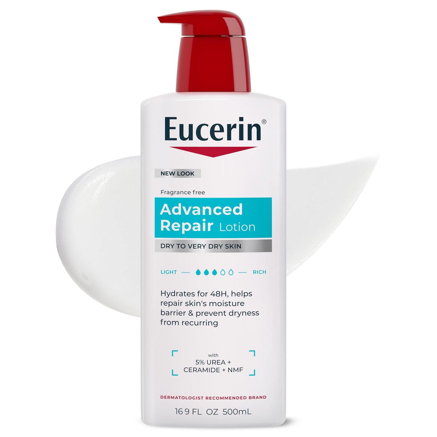 HotEucerin Advanced Repair Body Cream, Urea Enriched, Unscented Body Cream for Dry Skin With Triple Moisturizing Complex, 16 OZ Jar