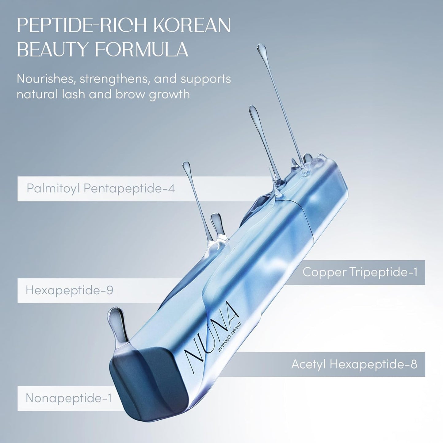 HotNUNA Eyelash Growth Support Serum 6ml – Eye Lash and Eyebrow Enhancing Serum for Women & Men with Biotin - Korean Multi Peptide & Natural Extracts – Promotes Fuller and Longer Lashes - 6 Month Supply