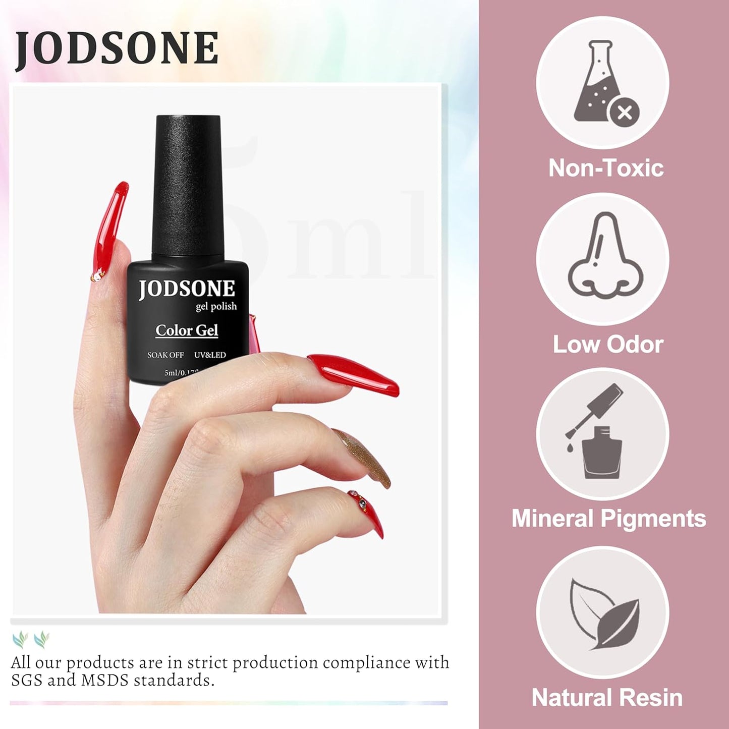 HotJODSONE 36 PCS Gel Nail Polish Set-32 Colors Gel Polish Kit Base Coat Glossy Matte and Glitter Top Coat Nail Polish Set Green Blue Red Pink Collection Gifts for Women