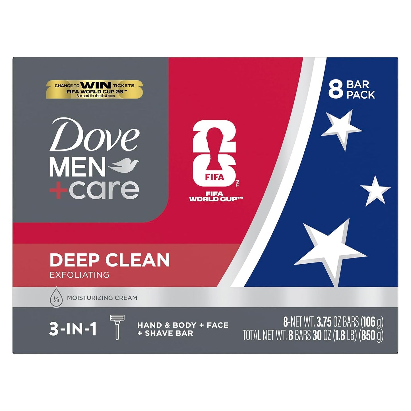 HotDove Men+Care Men's Bar Soap Deep Clean 8 Bars More Moisturizing Than Bar Soap Effectively Washes Away Bacteria, Nourishes Your Skin 3.75 oz