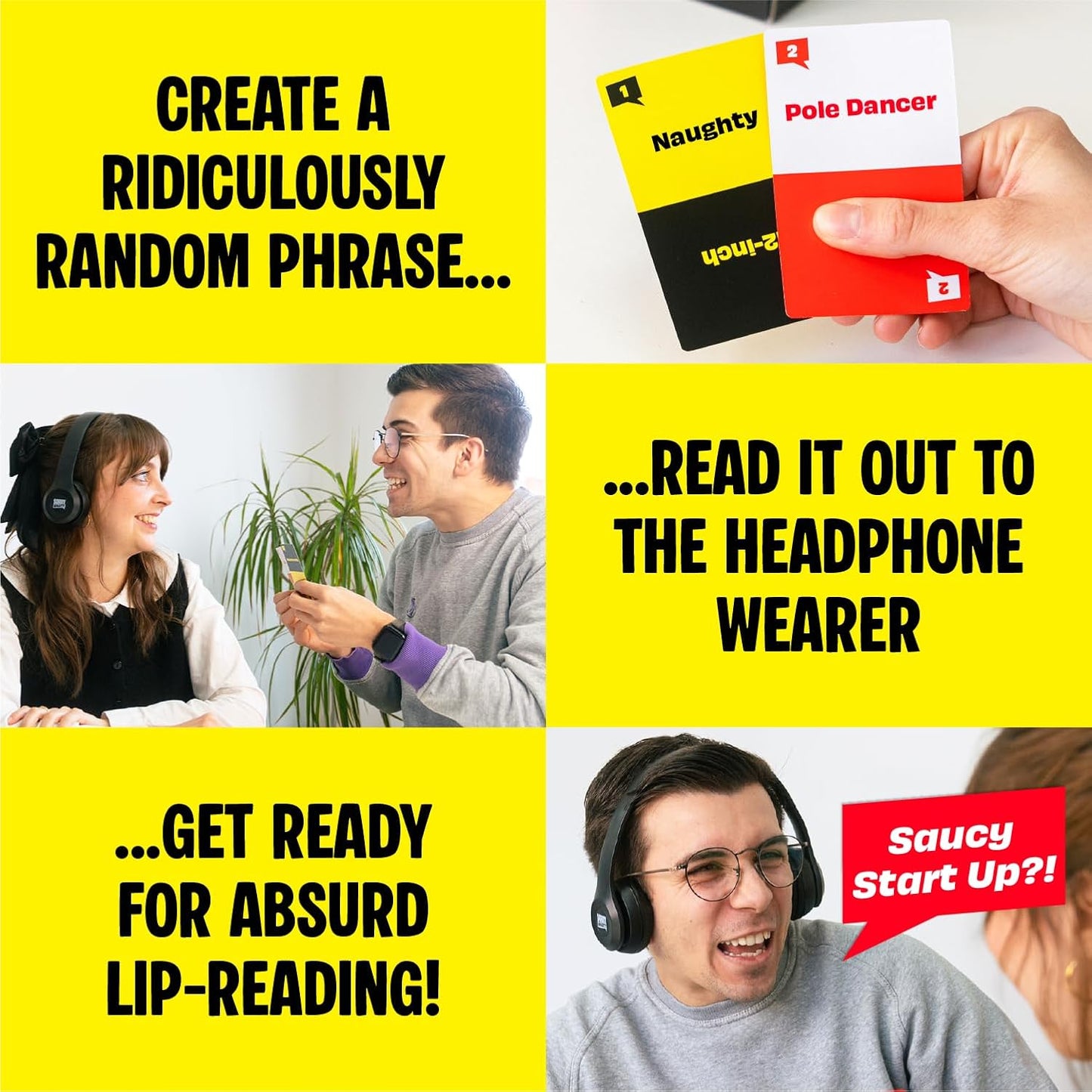 HotLucky Egg Sorry What - Award Winning Lip Reading Friends Party Game Based On The Headphone Challenge TikTok Trend - 2+ Players 40,000 Funny Word Phrase Combinations Card Game for Friends