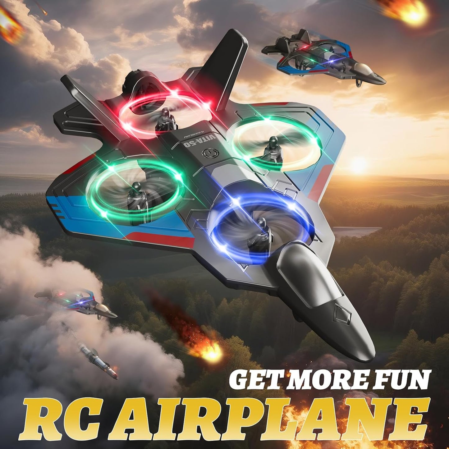 Hot4DRC RC Planes Remote Control Airplanes for Kids, Foam Remote Control Planes for Kids Adults Beginners, Remote Control Helicopter Fighter Jet Drones for Kids Adults, 360° Flip Easy to Fly