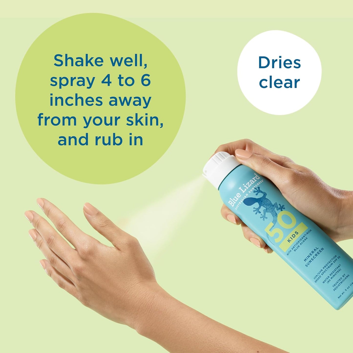 HotBlue Lizard Kids Mineral Sunscreen Spray SPF 50+, Brand, Broad-Spectrum UVA/UVB Protection, Water-Resistant, Zinc Oxide Formula, 5 fl oz