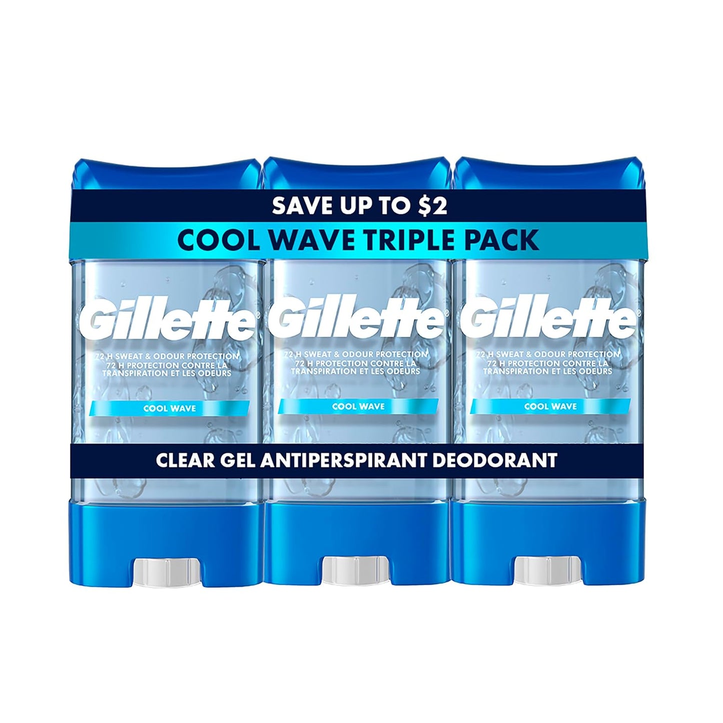 HotGillette Antiperspirant and Deodorant for Men, 72hr Sweat & Odor Protection, Long Lasting Freshness, Anti-White Mark Technology, Clear Gel, Cool Wave Scent, 3.8 oz (Pack of 3)
