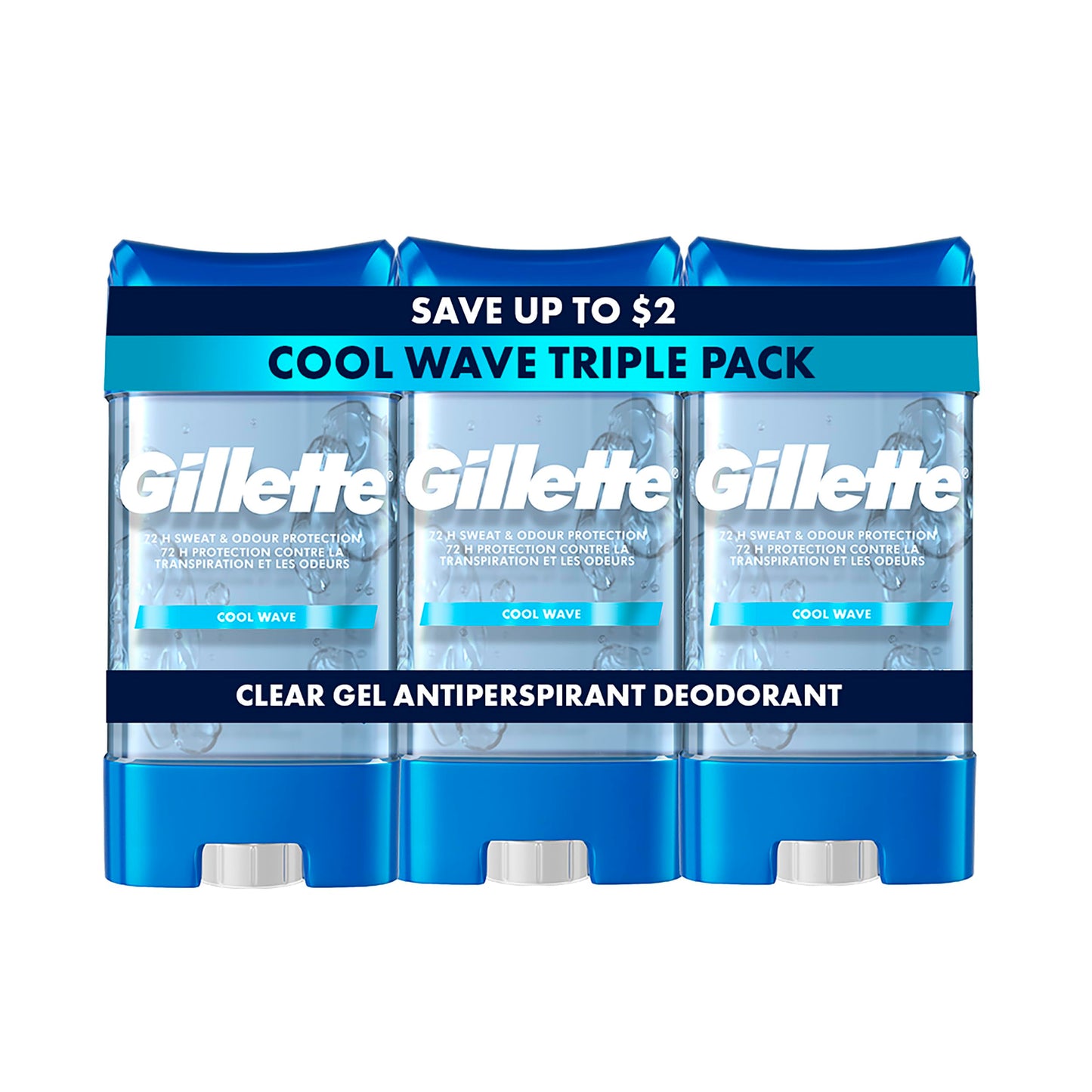 HotGillette Antiperspirant and Deodorant for Men, 72hr Sweat & Odor Protection, Long Lasting Freshness, Anti-White Mark Technology, Clear Gel, Cool Wave Scent, 3.8 oz (Pack of 3)