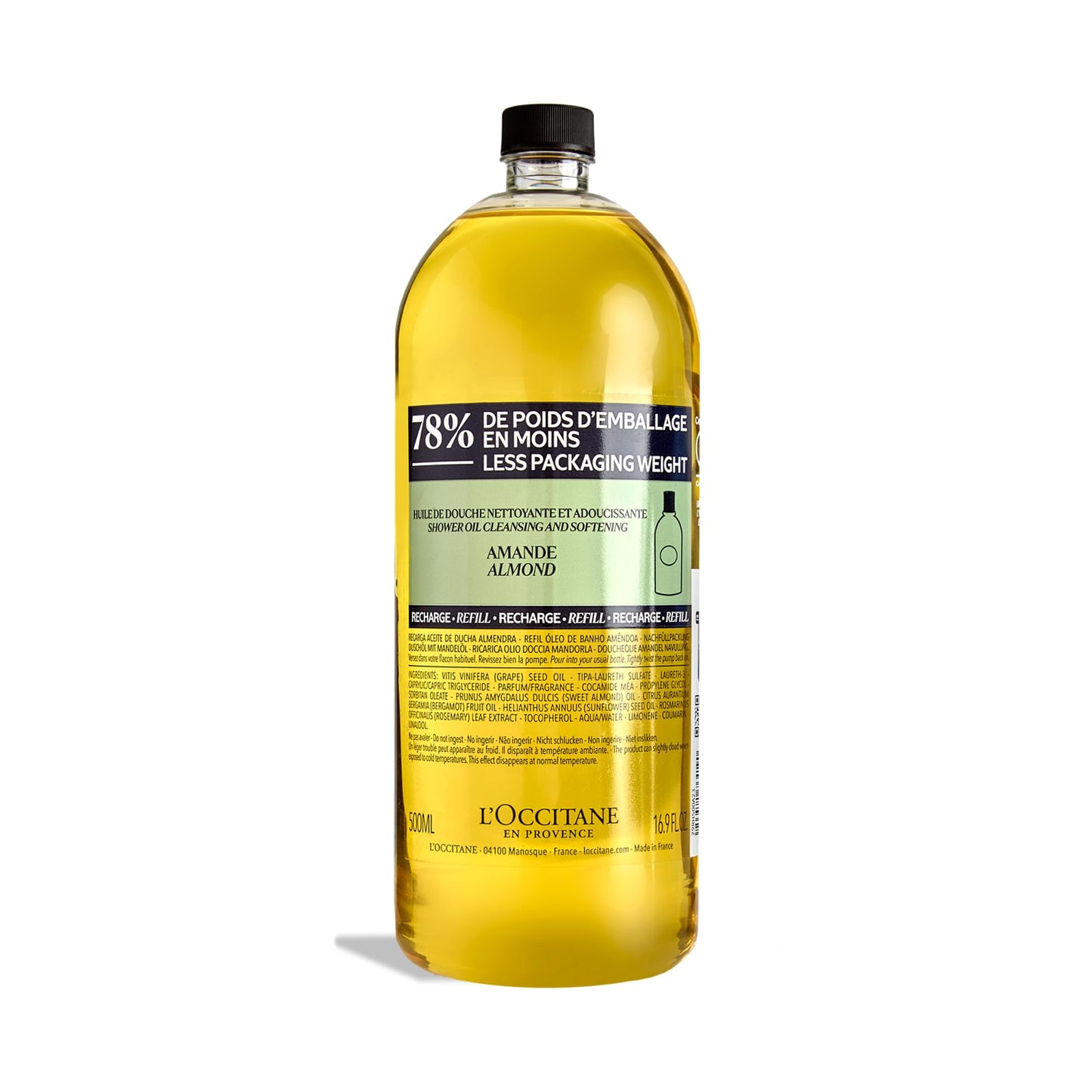 HotL'OCCITANE Cleansing & Softening Almond Shower Oil, Body Wash & Shaving Base Purifies & Smooths Without Drying Skin, Milky Lather, Nourishing Skincare