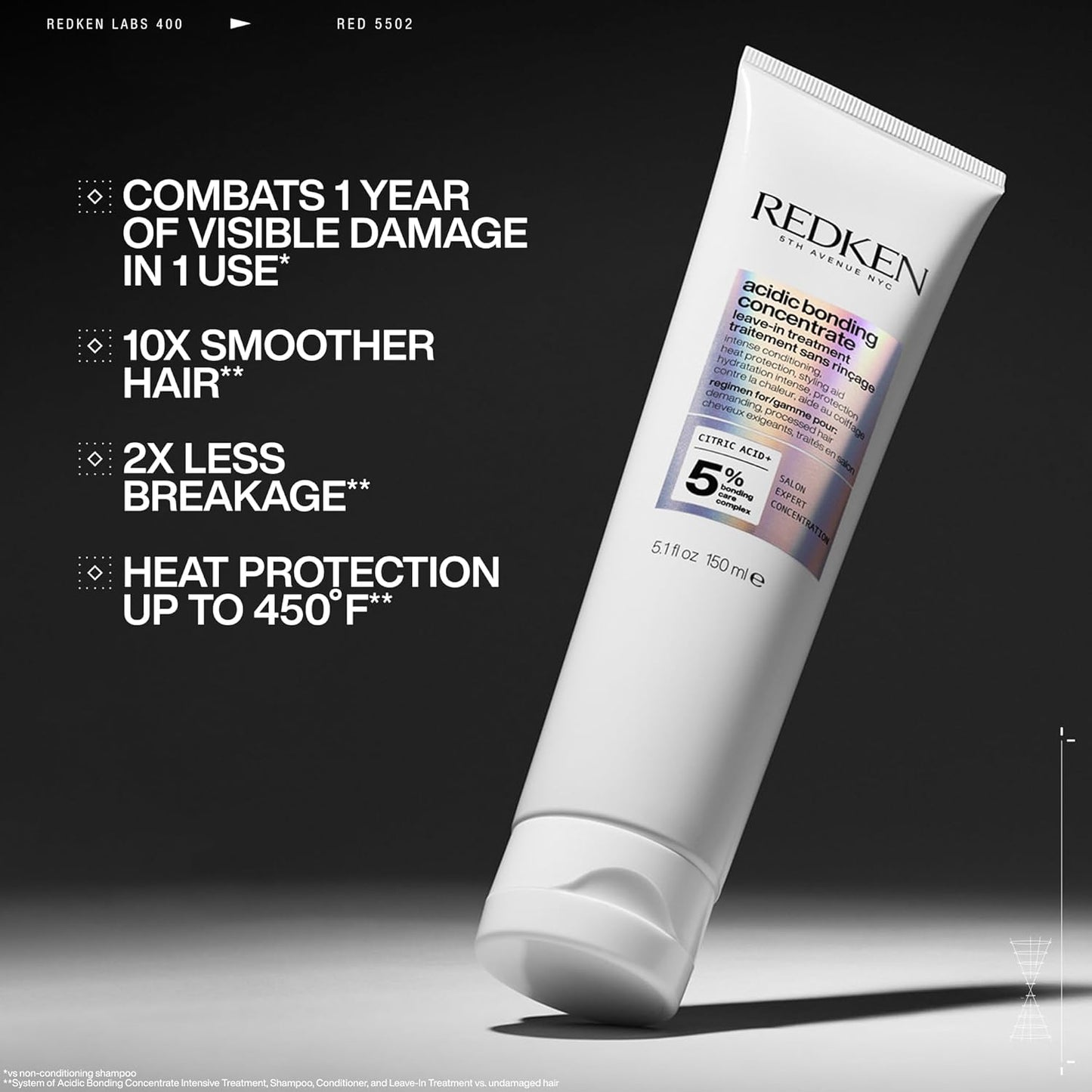 HotRedken Acidic Bonding Concentrate Leave In Conditioner - For Weak & Damaged Hair, Bond Building & Strengthening Hair Repair Treatment, Smooths & Provides Heat Protection