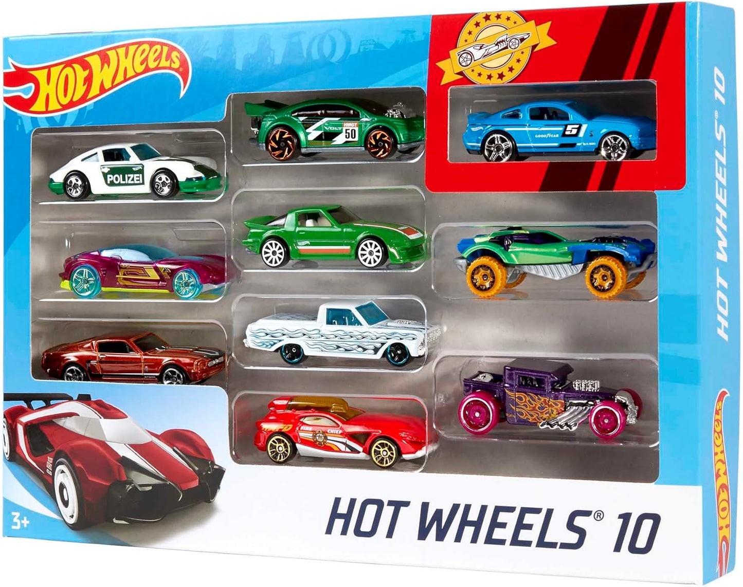 HotHot Wheels 10-Pack (Styles May Vary) | Multipack of 10 of Toy Trucks & Cars in 1:64 Scale, Instant Collection for Kids and Collectors (Amazon Exclusive)