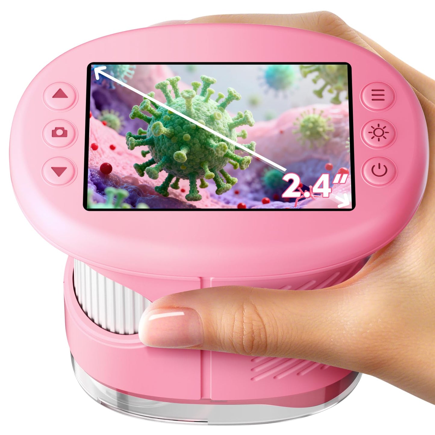 HotOdatay 4K 1000X Digital Microscope for Kids with 32G Card, Long Distance Viewing & 2.4" Screen Portable Handheld Edu Toys for Age 3-12 Exploring Bugs Plants at Home Classroom & Outdoor Travel, Blue