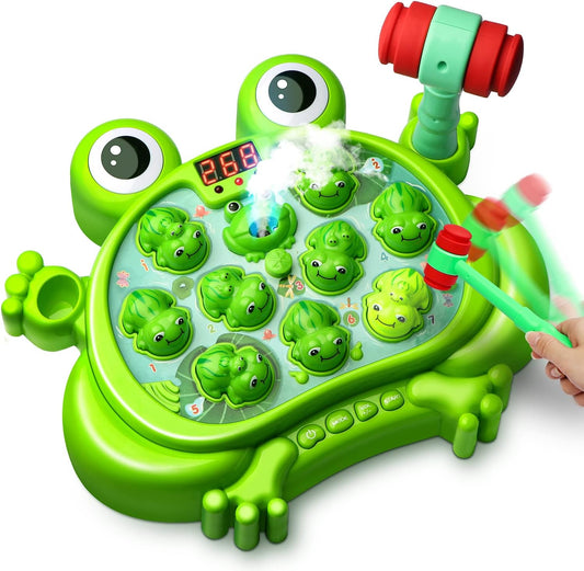HotHopeRock Toys for 2 3 4 5 Year Old Boy,Toddler Toys Age 2-4, Whack A Frog Game,with 5 Modes,45 Levels,9 Music Spray and Light-up, Baby Toy Gifts for Early Learning, Birthday Gift for Toddler Boy Toys