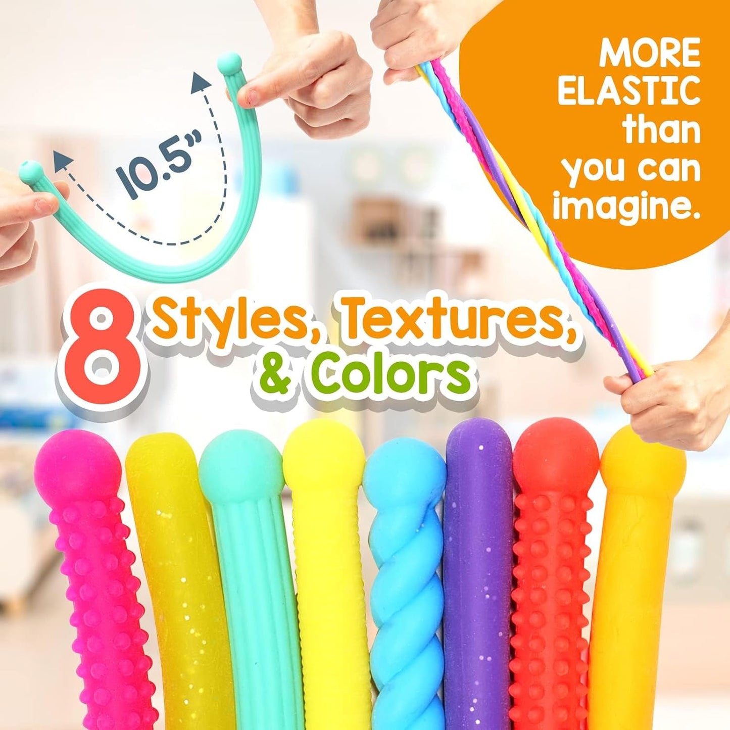 HotSensory Autism Toys for Kids - Textured Stretchy Fidget Toys for Stress - Sensory Toys Special Needs for Autistic Toddlers Boys Girls Stocking Stuffers Gifts, Treasure Prizes Classroom - 8 Pack