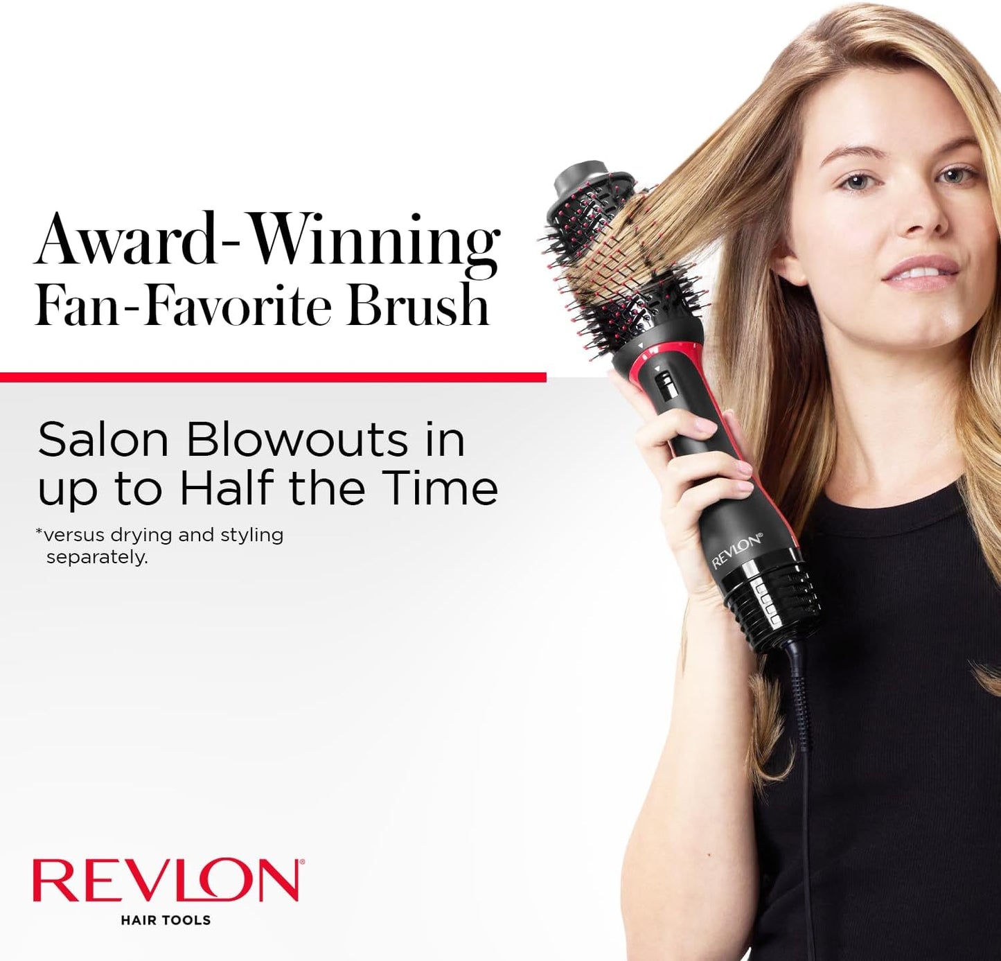 HotREVLON One-Step Volumizer Plus Hair Dryer and Styler | More Volume, Less Damage, and More Styling Control for Easy and Fast Salon-Style Blowouts, Plus Travel Friendly (Black)