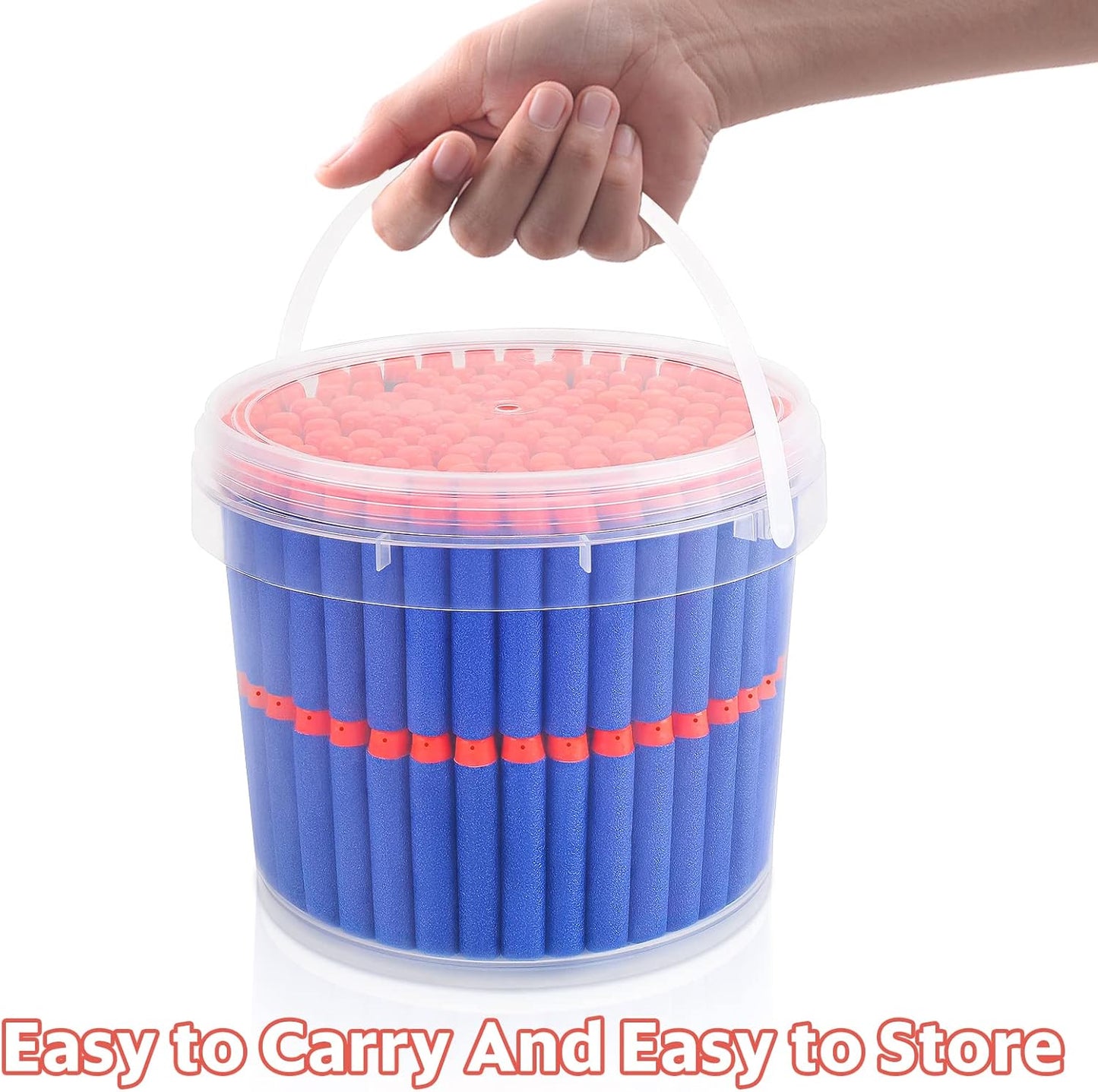 HotPokiiulk Refill Darts Bullets Compatible with Nerf Guns N-Strike Elite Series, 300PCS Refill Darts Premium Foam Bullets Pack with Portable Storage Bucket