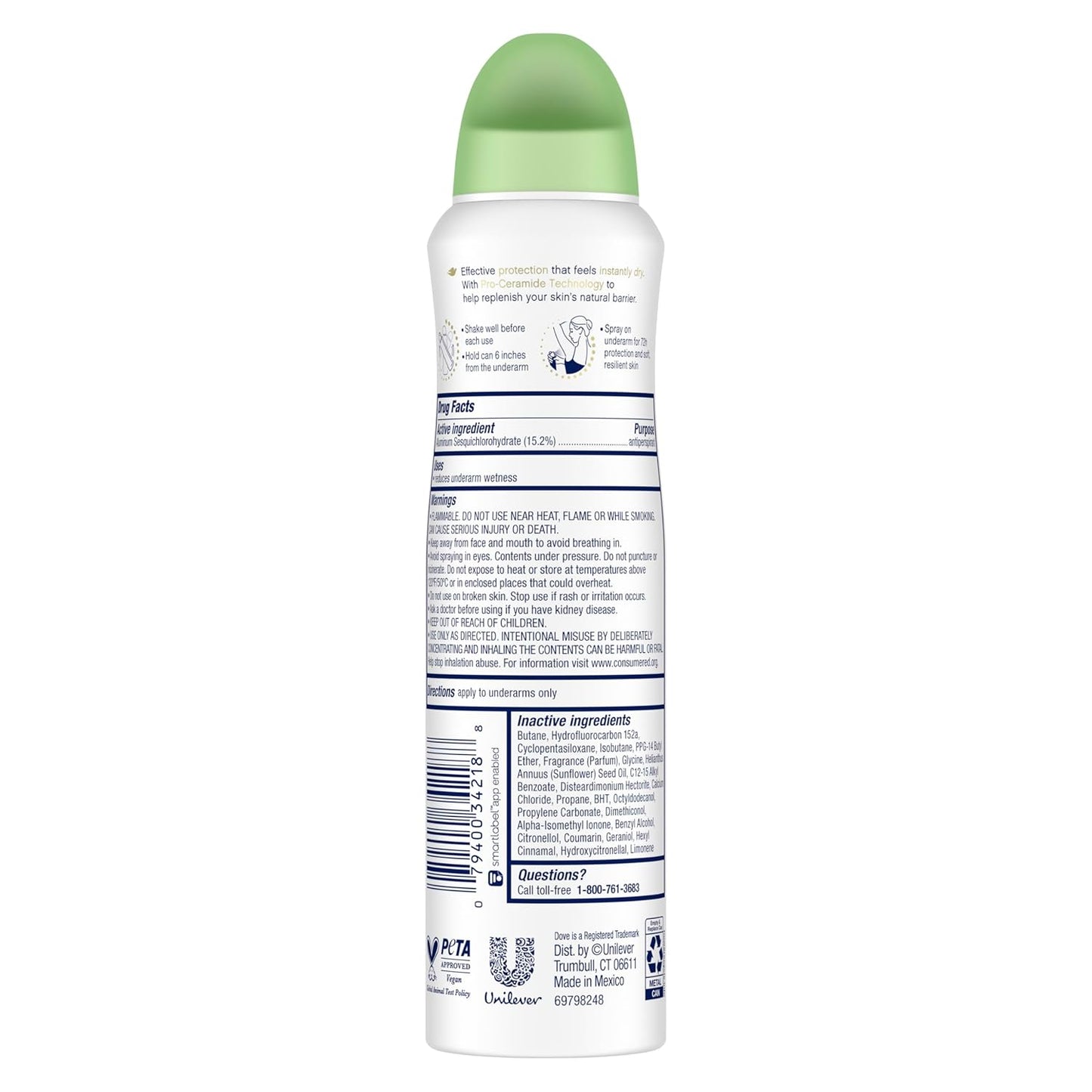 HotDove Advanced Care Antiperspirant Deodorant Dry Spray Cool Essentials 3 Count for Helping Your Skin Barrier Repair After Shaving with Pro Ceramide Technology 3.8 oz