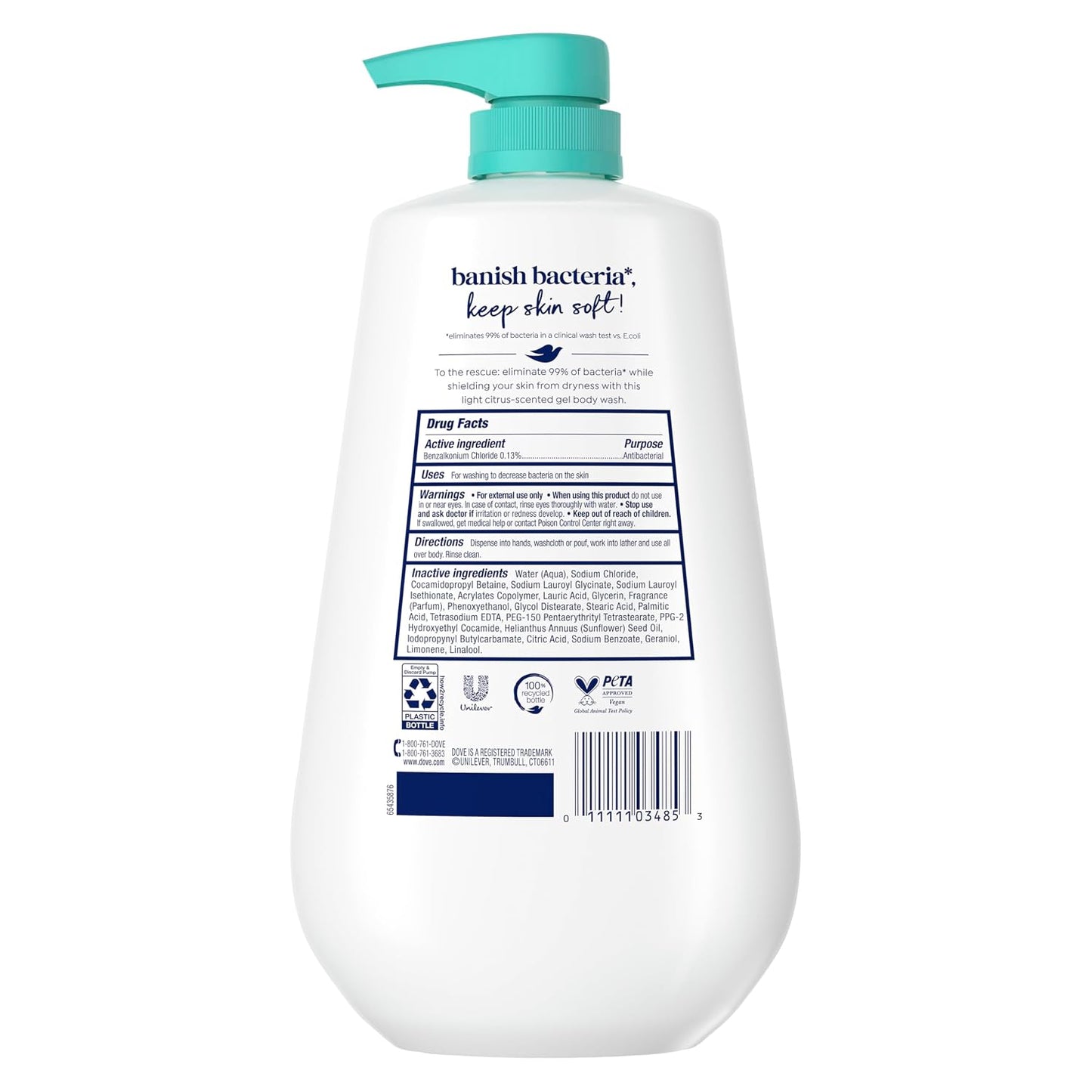 HotDove Body Wash with Pump Antibacterial For All Skin Types Protects from Dryness 30.6 oz