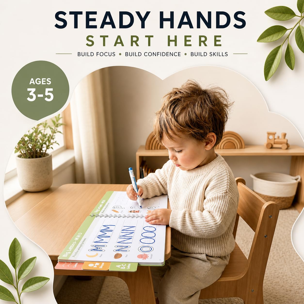 Hot Tracing Book for Kids Ages 3-5 - ABC Preschool Learning Activities, Reusable Handwriting Workbook, Childrens Busy Books for Pen Control - Alphabet & Letter Handwriting Practice for Kids