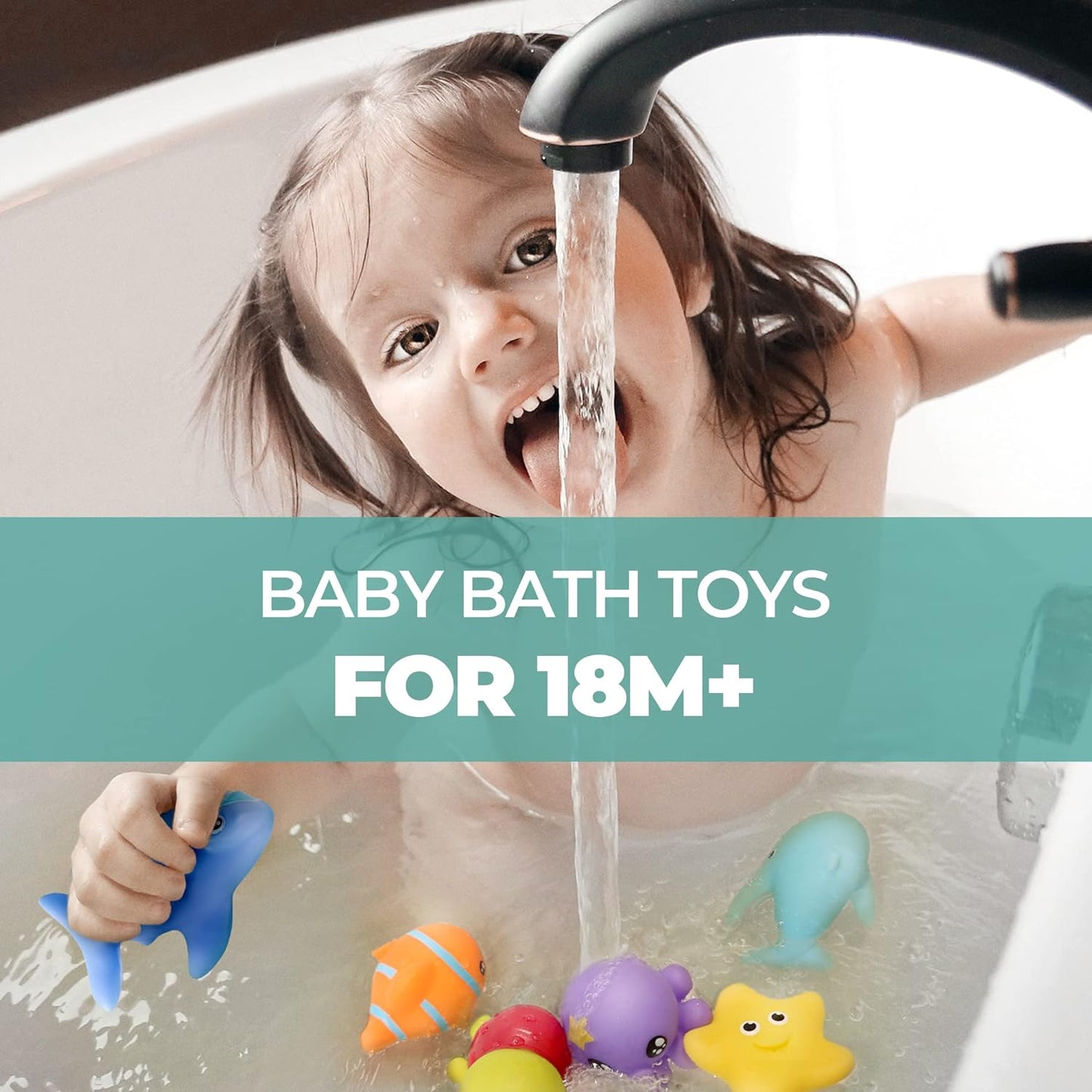 HotHely Cancy Infant Bath Toys for 18 Months - No Hole Animal Bathtub Toys, Baby Bath Tub Toys