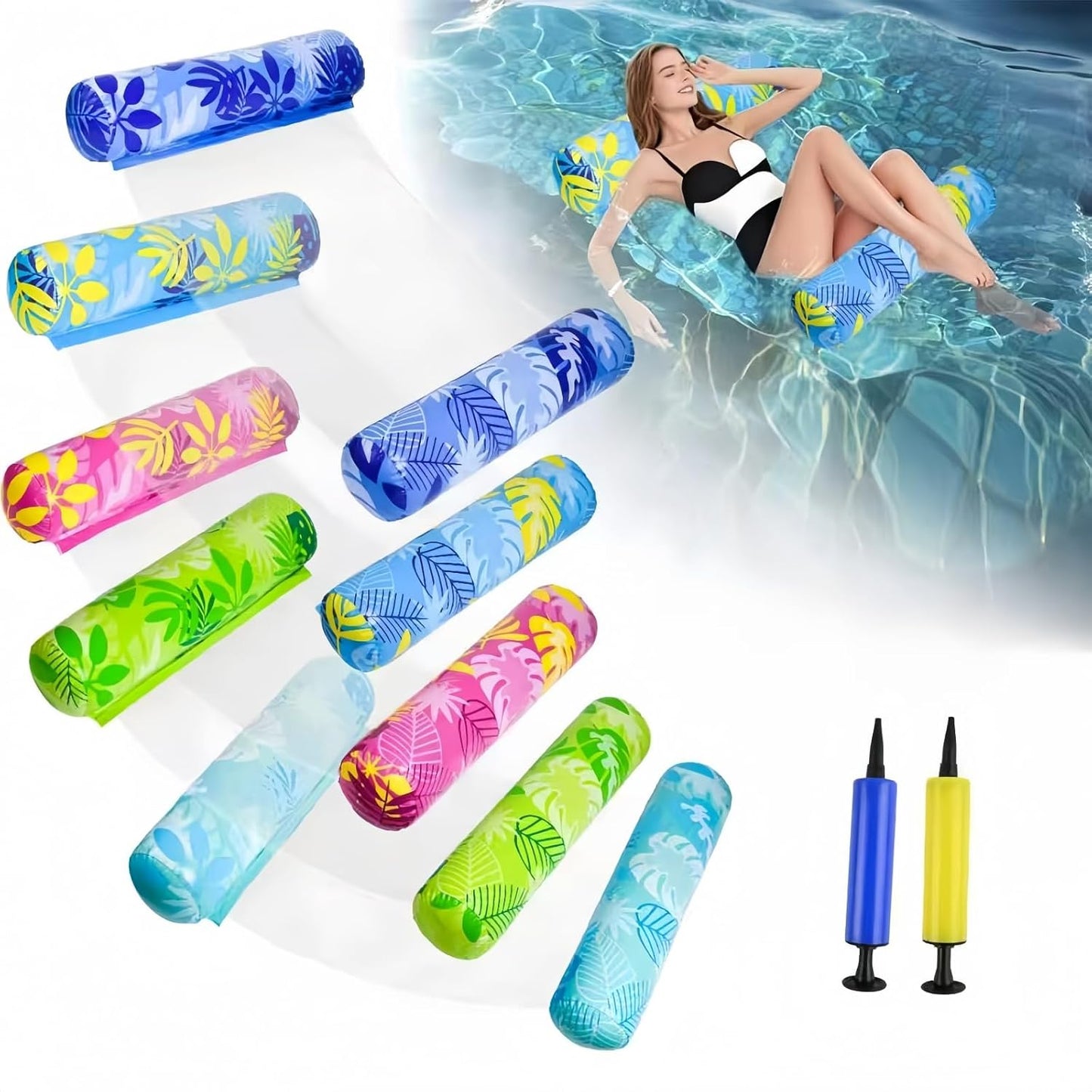 Hot Inflatable Pool Floats Adult，5 Pack Multi-Purpose Pool Float Water Hammock，Pool Float Chair-Swimming Pool Raft，Pool Hammock Floaties for Adults Beach Vacation Essentials