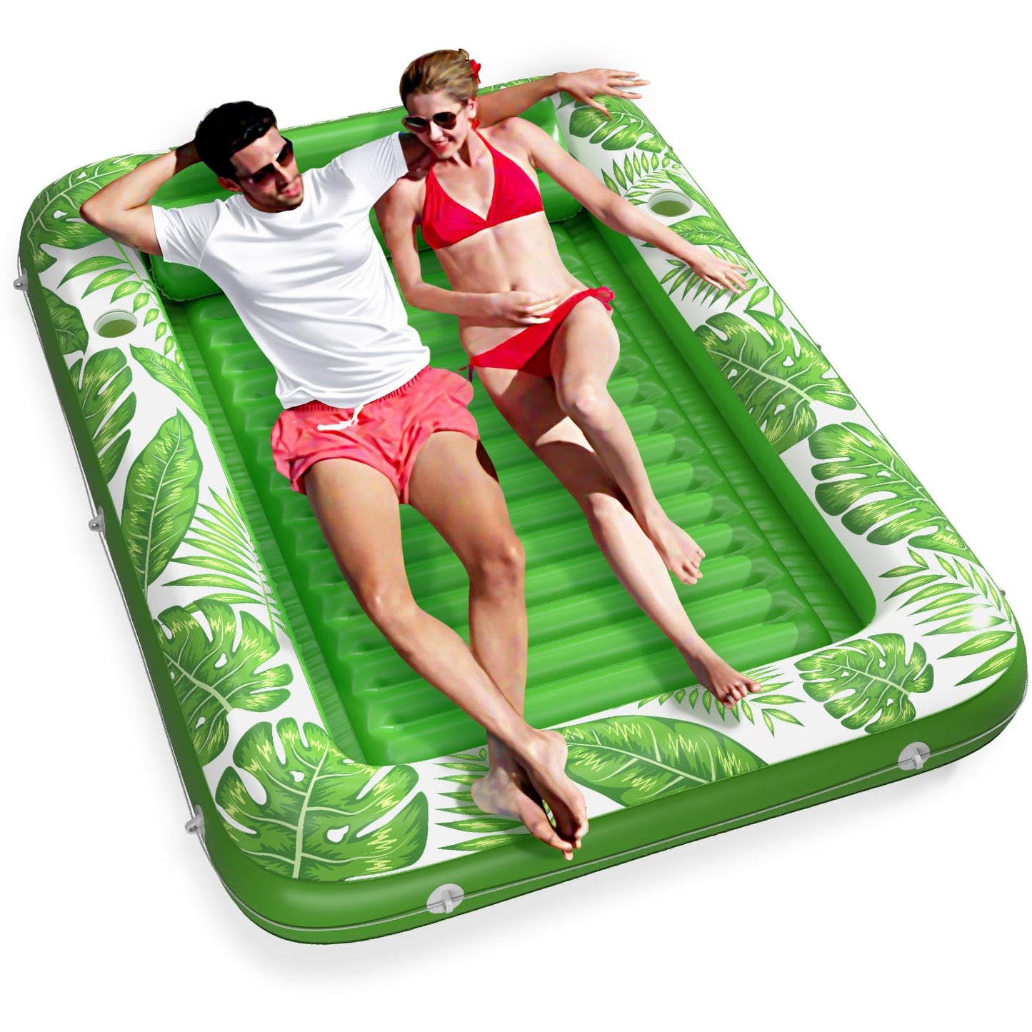 Hot Inflatable Tanning Pool Lounger Float - Jasonwell 4 in 1 Sun Tan Tub Sunbathing Pool Lounge Raft Floatie Toys Water Filled Tanning Bed Mat Pad for Adult Blow Up Kiddie Pools Kids Ball Pit (Rose,L)
