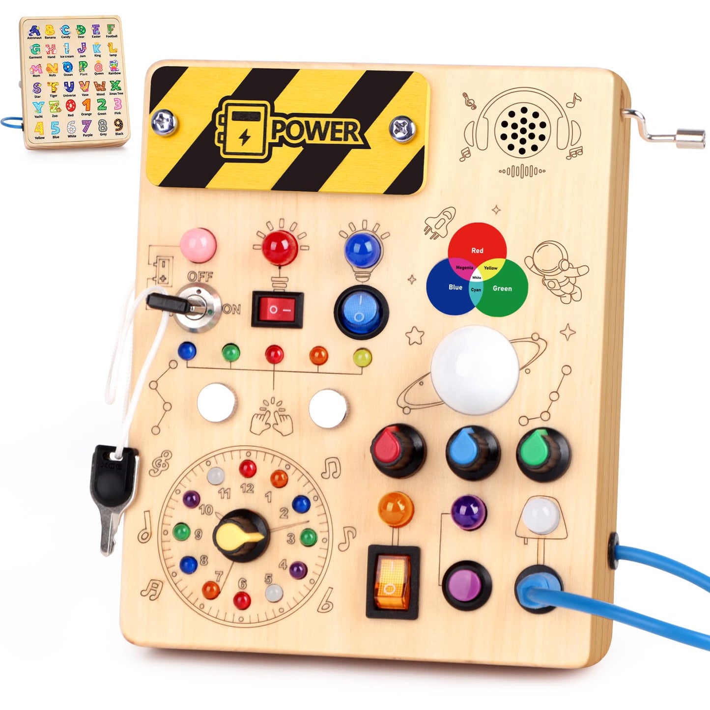 HotGrarain Busy Board for Toddlers - Montessori Educational Toy for 1-3 Year Old Boys & Girls | Travel-Friendly Sensory Learning Activity | Ideal for Kids with Autism(Clocks Busy Board)