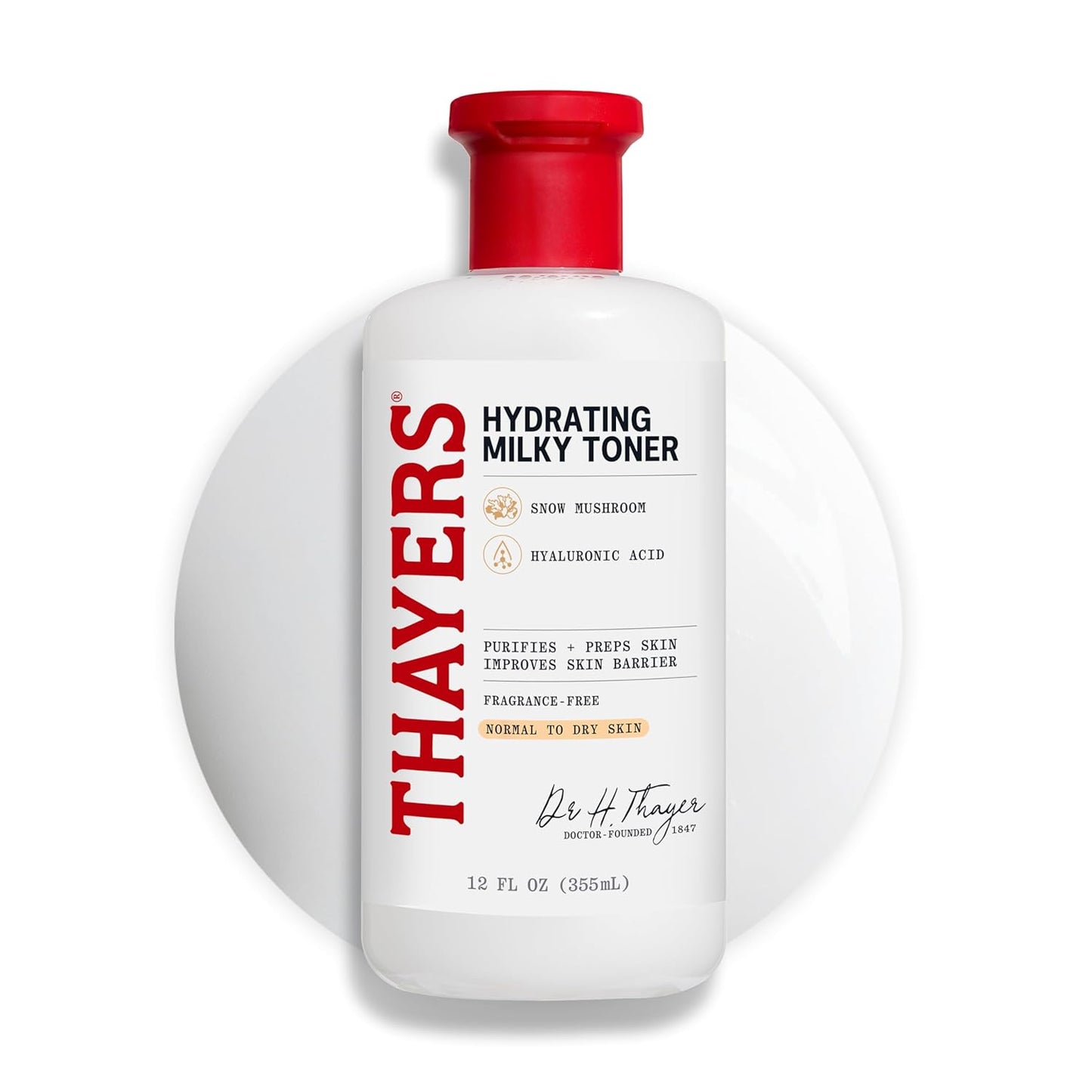 HotTHAYERS Milky Face Toner Skin Care with Snow Mushroom Tremella and Hyaluronic Acid, Natural Gentle Facial Toner, for Dry and Sensitive Skin, 355mL