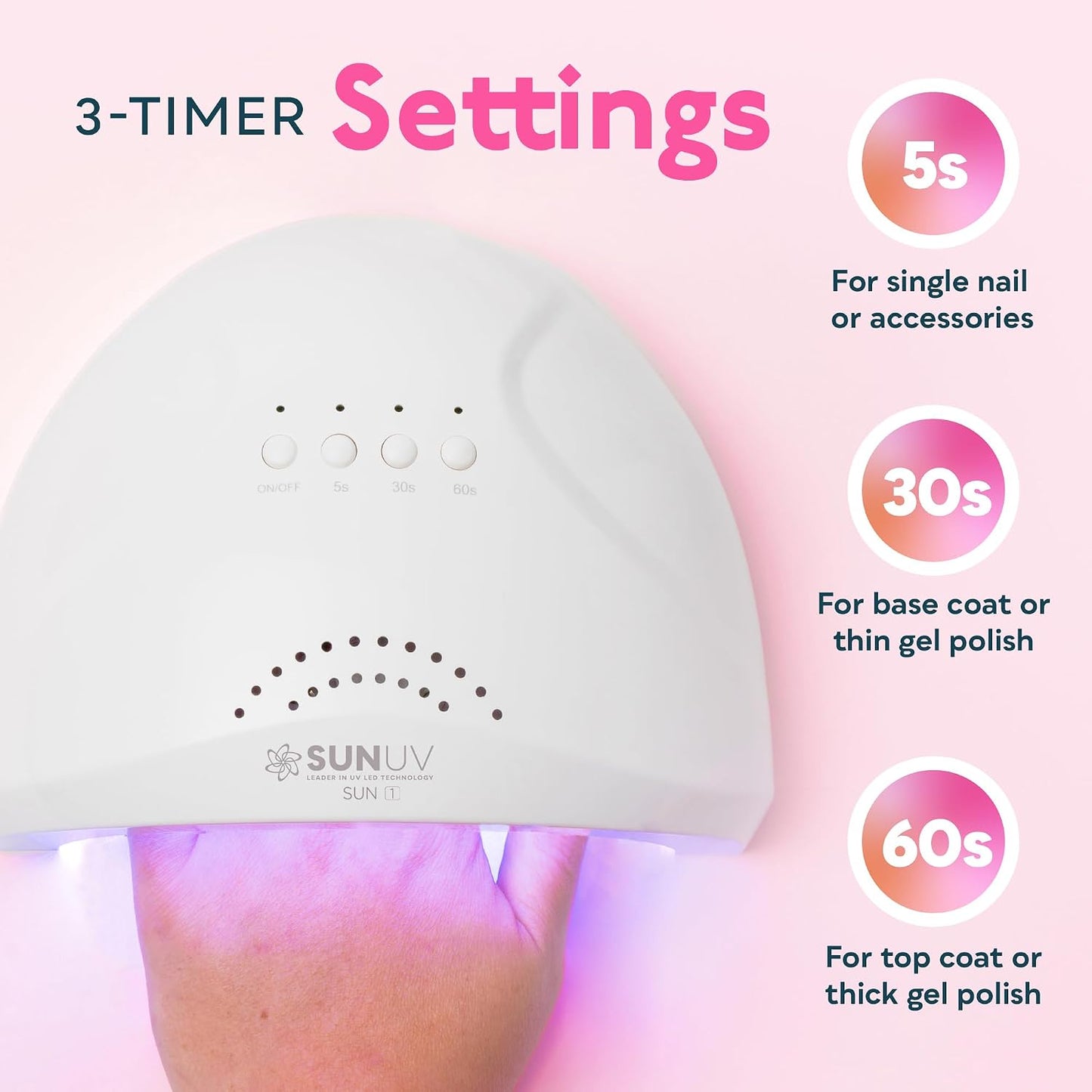HotSUNUV UV LED Nail Lamp, Gel Light for Nail Polish UV Dryer with 3 Timers SUNone White