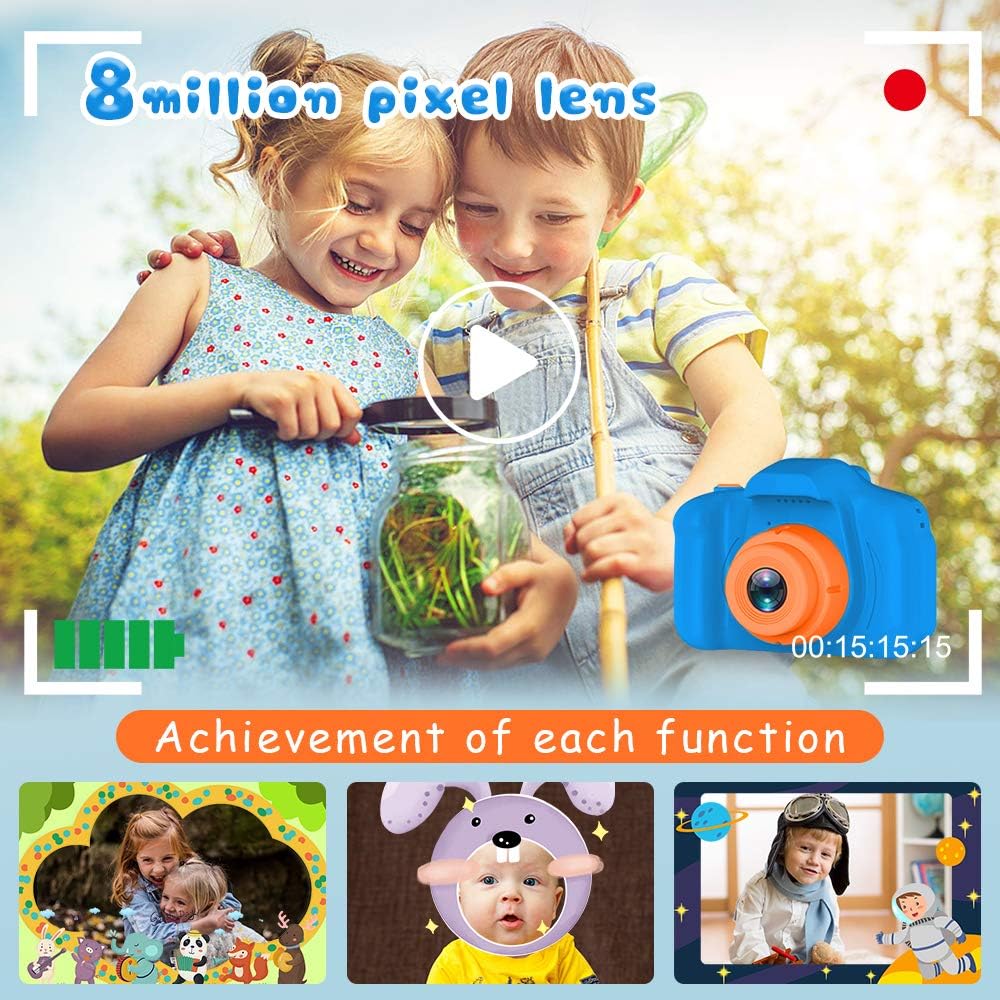 Hot Seckton Upgrade Kids Selfie Camera, Christmas Birthday Gifts for Boys Age 3-9, HD Digital Video Cameras for Toddler, Portable Toy for 3 4 5 6 7 8 Year Old Boy with SD Card-Navy Blue