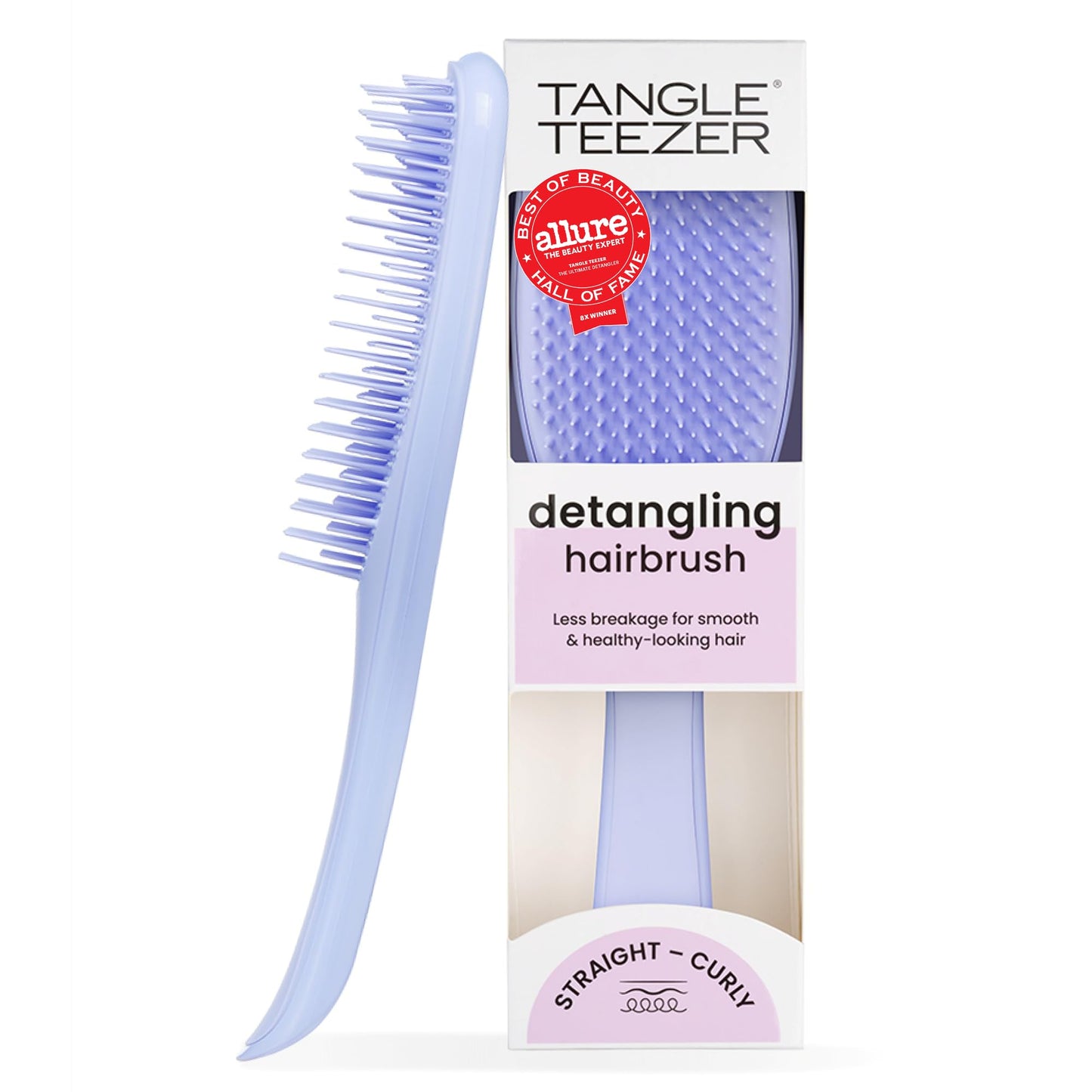 HotTangle Teezer Ultimate Detangler Brush, Straight to Wavy, Millennial Pink | Patented two-tier, regular-flex teeth reduce breakage & split ends on wet or dry hair; Shower-friendly hairbrush for all ages
