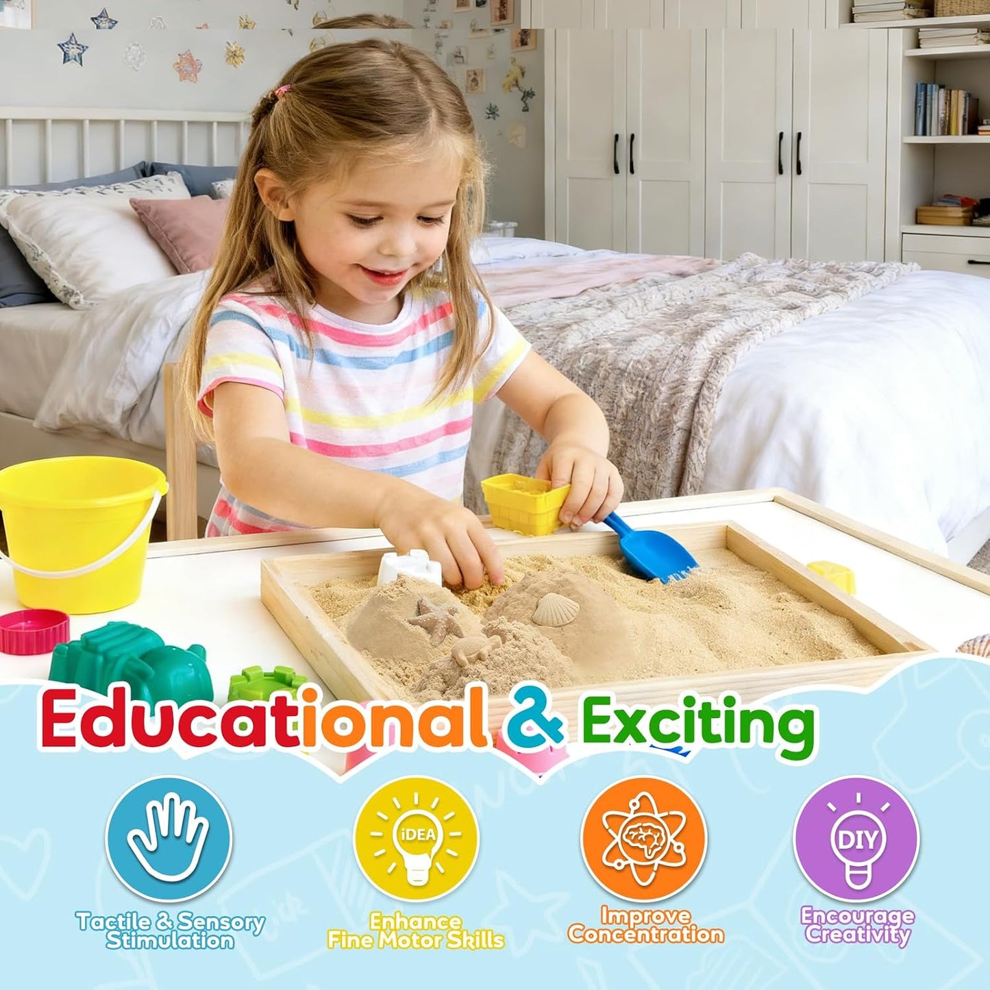 HotFURWEY 6.6lbs Play Sand, Natural Brown Sensory Sand,Suitable for Children to Shaping, Squeezing and Sculpting（Without Molds）
