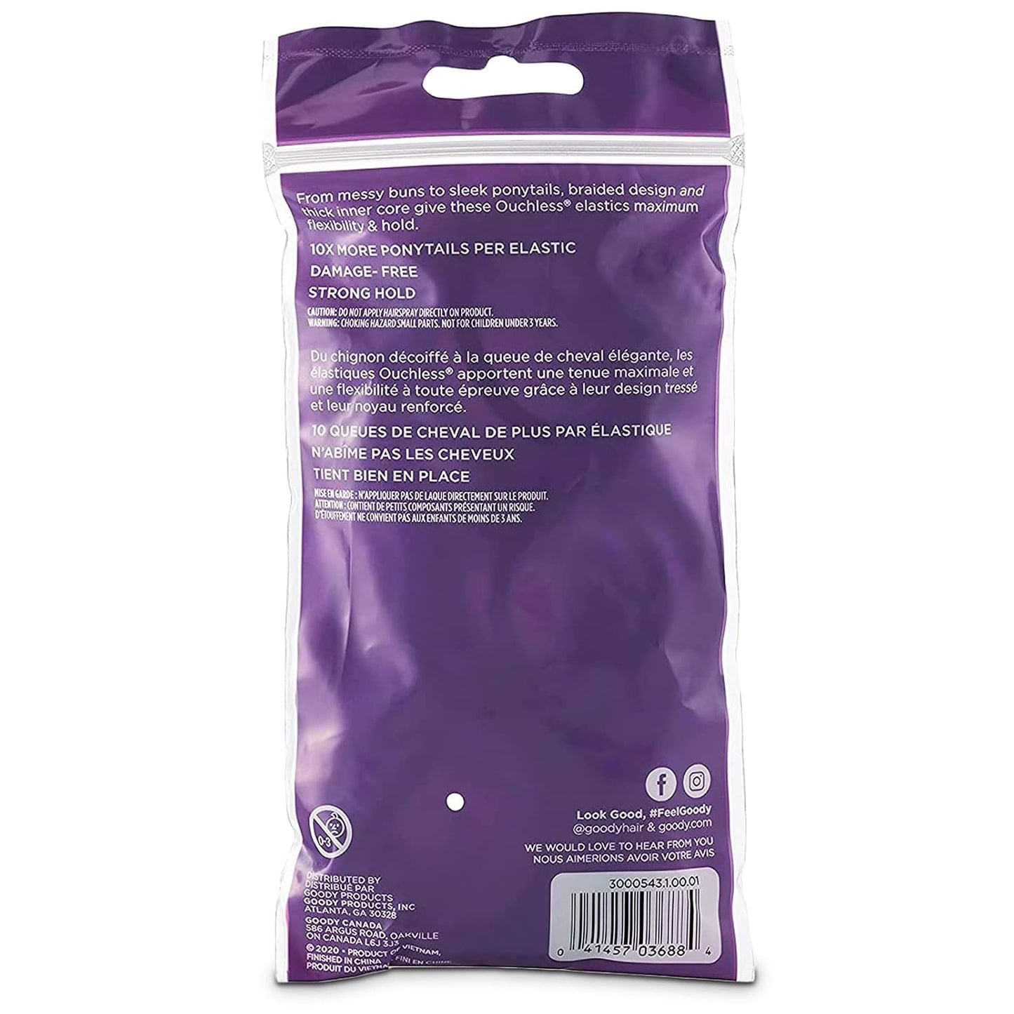 HotGoody Ouchless Hair Elastics – No Pull, No Breakage, Tangle-Free Hold for Thick, Curly, Coily & Textured Hair – 70 Count, Black, Long-Lasting Ponytail Holders for Women & Men