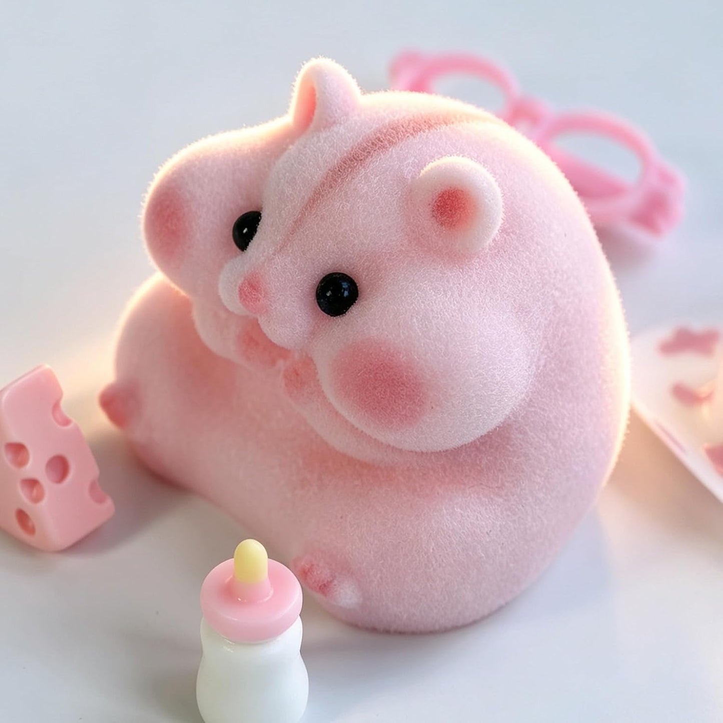 HotHandmade Taba Squishy Hamster Toy, Cute Squishy Hamster Fidget Toy, Realistic Hamster Toy, Soft Silicone Mochi Furry Toy, Stress Relief Gift for Adults & Kids, Sensory Anxiety Plushie (Pink)