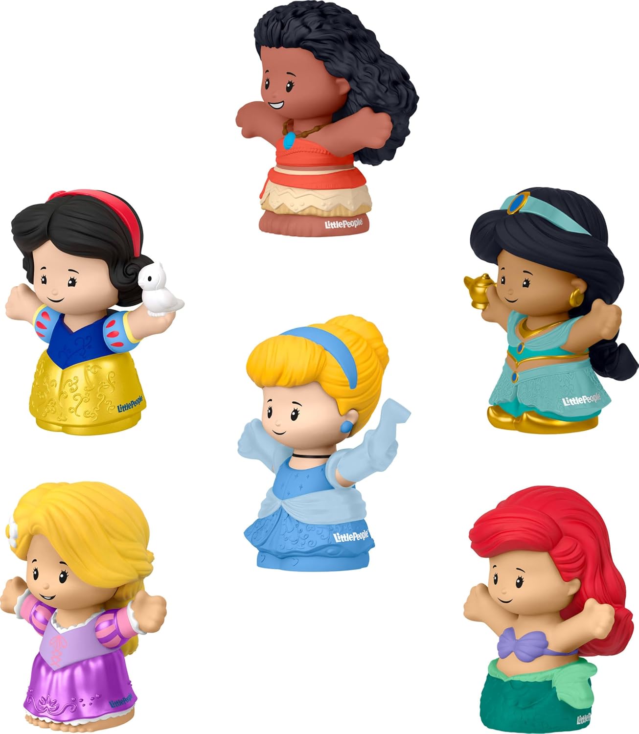 HotFisher-Price Little People Disney Princess, 6 Figures Ages 18+ Months | 6 characters included: Moana, Ariel, Snow White, Rapunzel, Cinderella, Jasmine, toddler-safe plastic