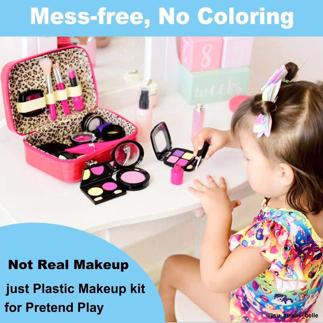 Hot TEPSMIGO Pretend Makeup Kit for Girls, Kids Pretend Play Makeup Set - with Cosmetic Bag for Birthday Christmas, Toy Makeup Set for Little Girls Age 3+(Not Real Makeup)
