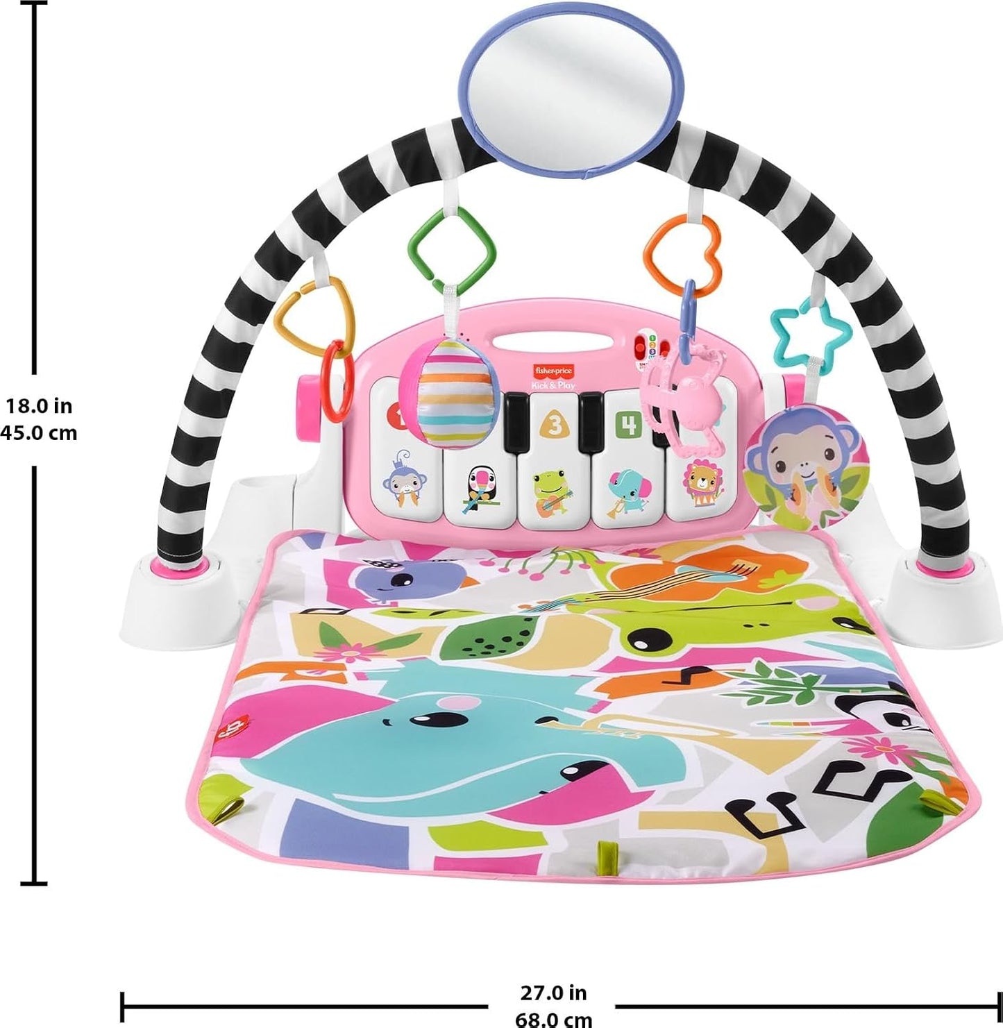 Hot Fisher-Price Baby Playmat Glow and Grow Kick & Play Piano Gym, Pink Musical Learning Toy with Developmental Activities for Newborns 0+ Months