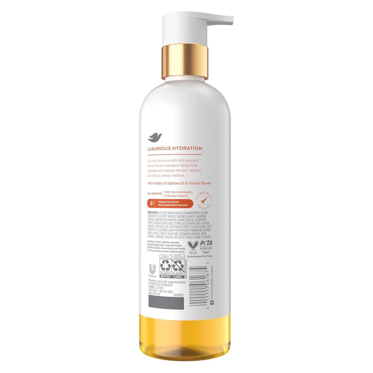 HotDove Serum+ Shower Oil Body Wash Radiance, Jojoba & Monoi Flower, 15.3 fl oz I Hydrating shower oil body wash with glycerin serum for soft, radiant skin without greasy residue.
