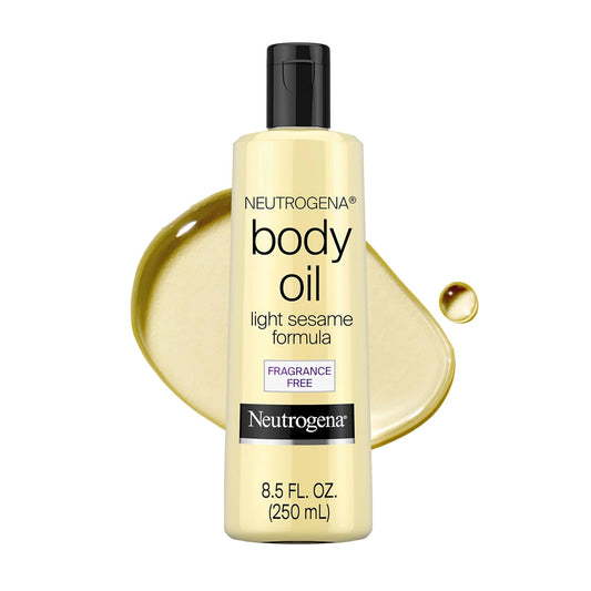 HotNeutrogena Body Oil Light Sesame Formula, Fragrance-Free, Nourishing Moisturizer, Before and After Shower Application for Smooth, Radiant Looking Skin, Lightweight and Non-Greasy Feel, 8.5 fl oz