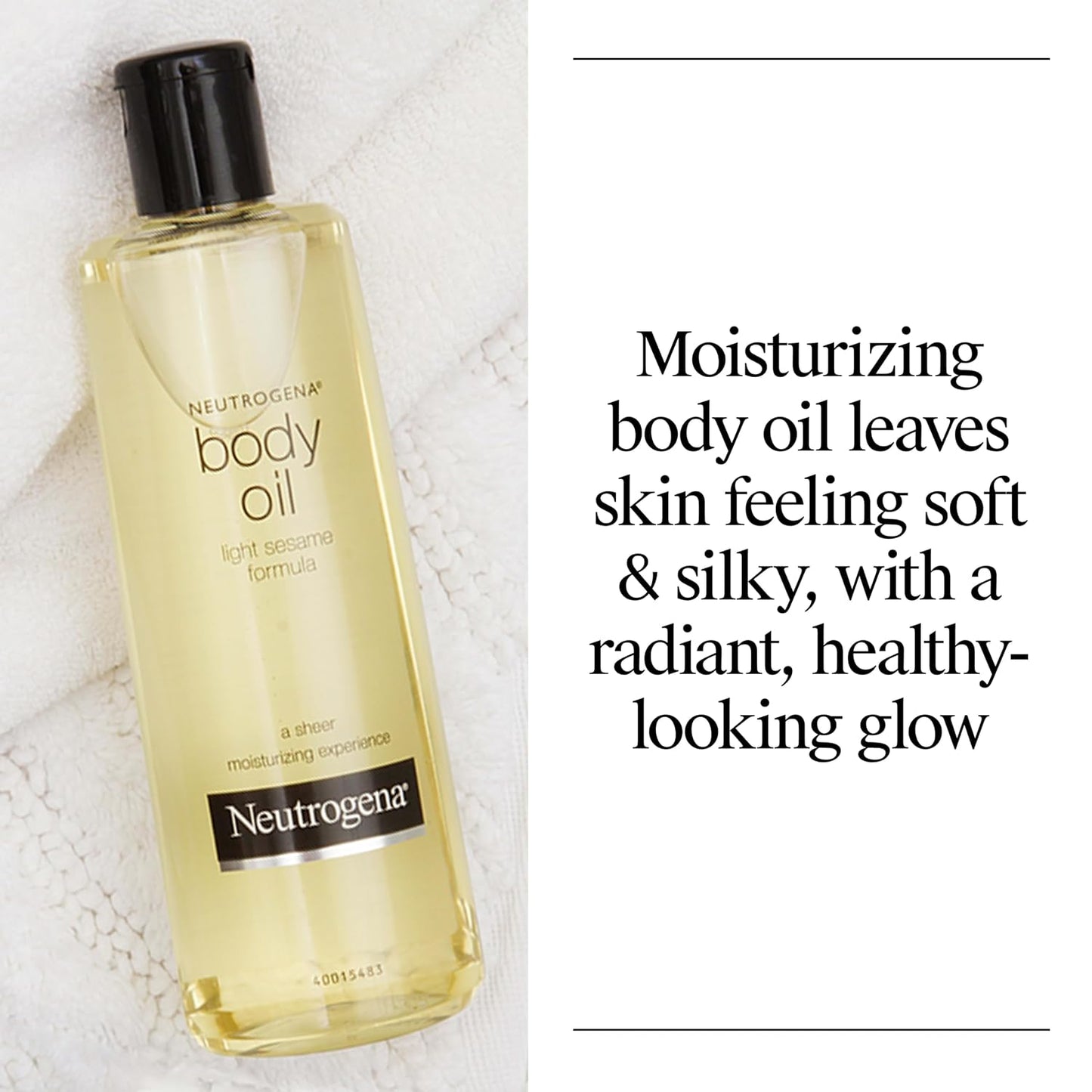 HotNeutrogena Body Oil Light Sesame Formula, Fragrance-Free, Nourishing Moisturizer, Before and After Shower Application for Smooth, Radiant Looking Skin, Lightweight and Non-Greasy Feel, 8.5 fl oz