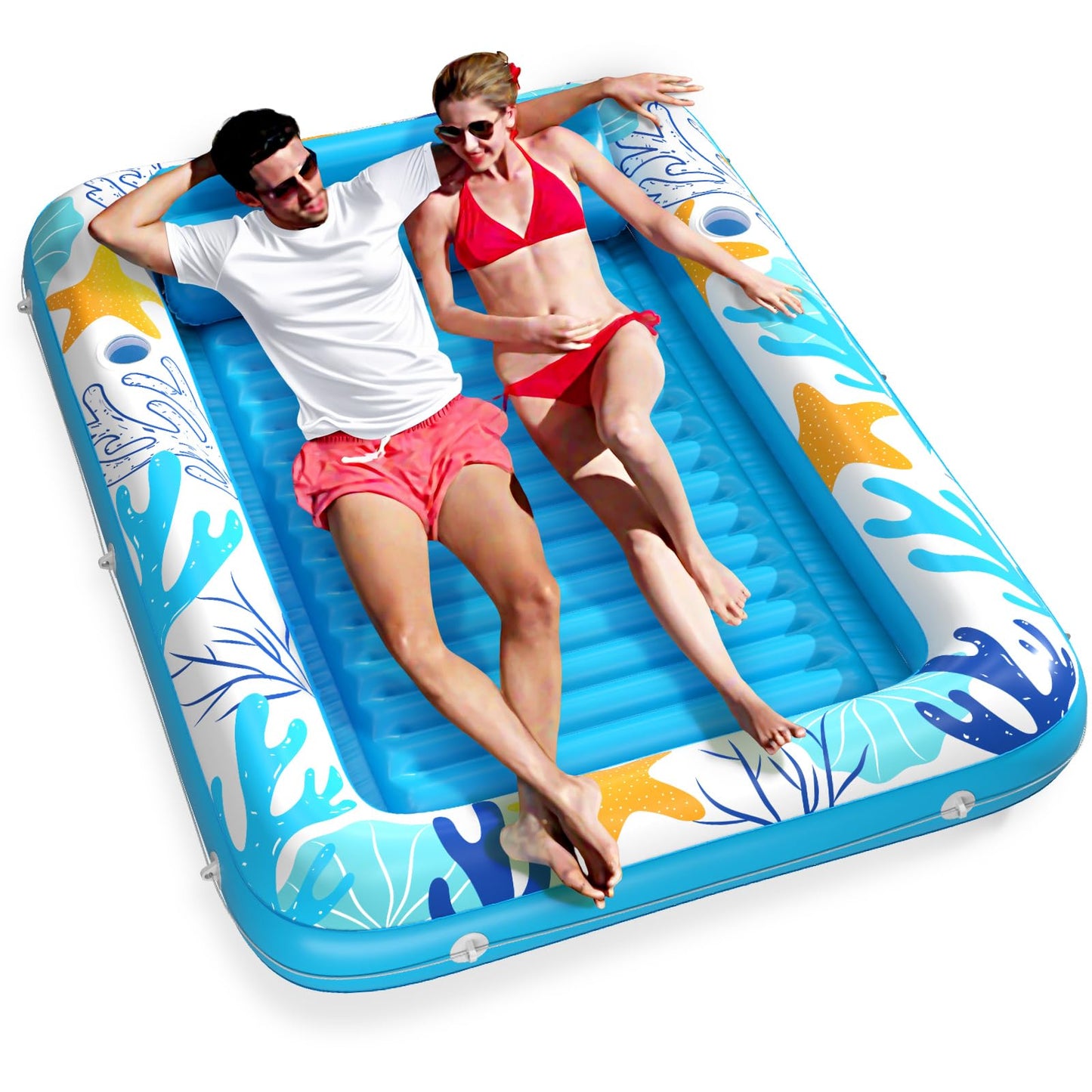 HotInflatable Tanning Pool Lounger Float - Jasonwell 4 in 1 Sun Tan Tub Sunbathing Pool Lounge Raft Floatie Toys Water Filled Tanning Bed Mat Pad for Adult Blow Up Kiddie Pools Kids Ball Pit (MG,L)