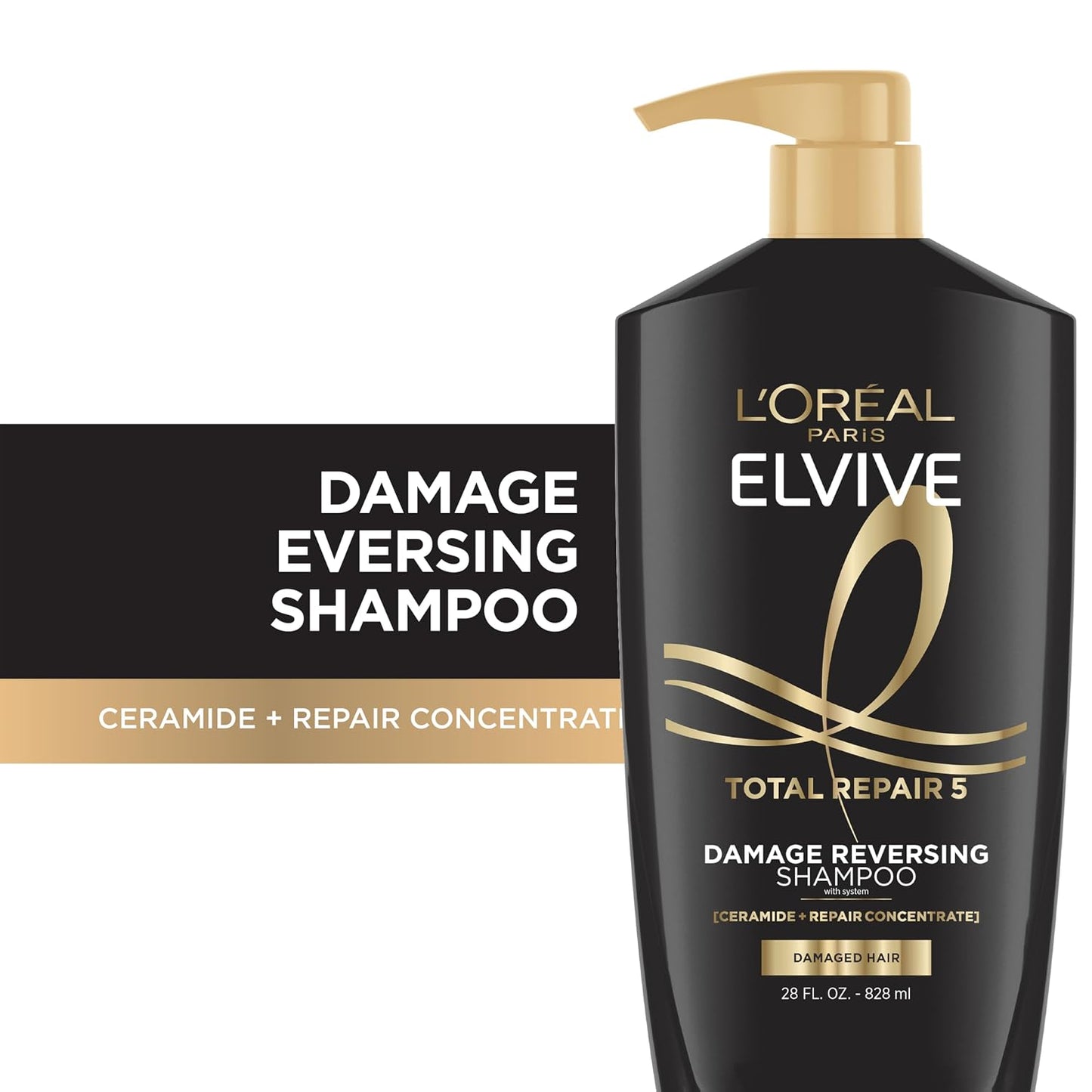 HotL'Oreal Paris Elvive Total Repair 5 Damage Reversing Shampoo and Conditioner Set for Dry and Damaged Hair, Hair Repair Formula with Protein and Ceramide, 56 Fl Oz Set
