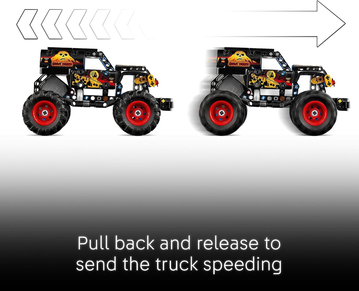 Hot LEGO Technic Monster Jam Grave Digger Fire and Ice Building Toy for Boys & Girls - Monster Truck Toy W/Pull-Back Racing Action for Kids, Ages 7+ - Gift Idea for Birthdays - 42219